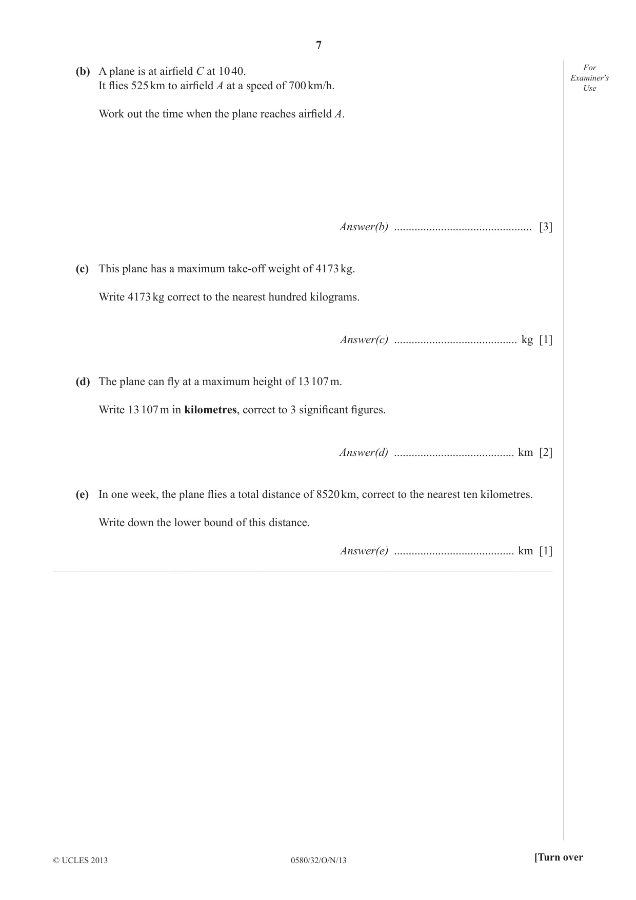 Cambridge IGCSE Mathematics 0580 2013 Oct/Nov Paper 3 · Variant 2 question paper, page 7 of 16