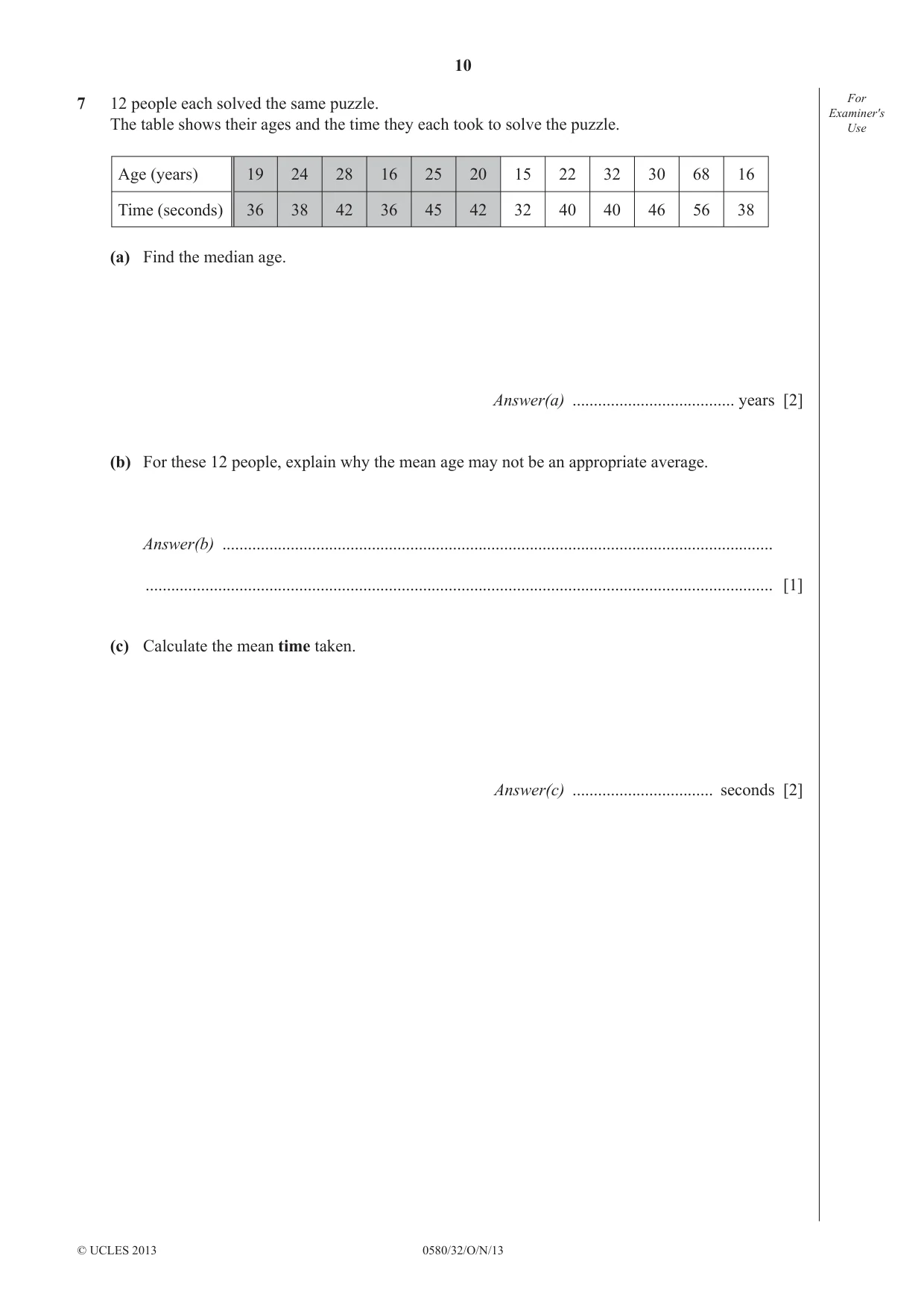 Cambridge IGCSE Mathematics 0580 2013 Oct/Nov Paper 3 · Variant 2 question paper, page 10 of 16