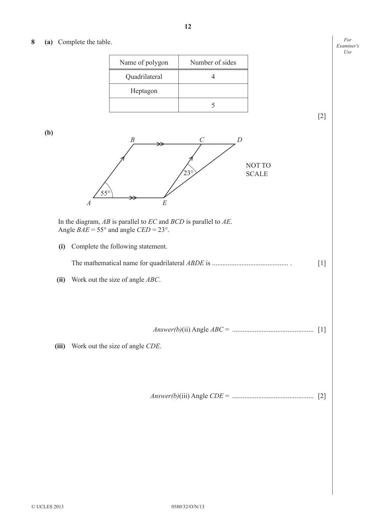 Cambridge IGCSE Mathematics 0580 2013 Oct/Nov Paper 3 · Variant 2 question paper, page 12 of 16