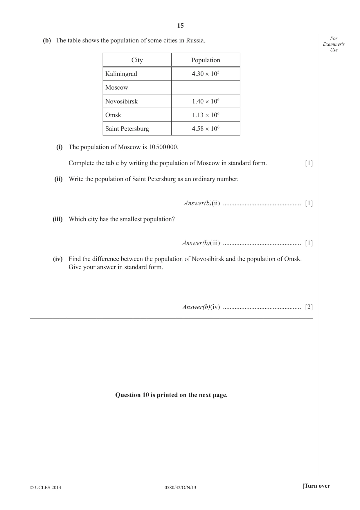 Cambridge IGCSE Mathematics 0580 2013 Oct/Nov Paper 3 · Variant 2 question paper, page 15 of 16