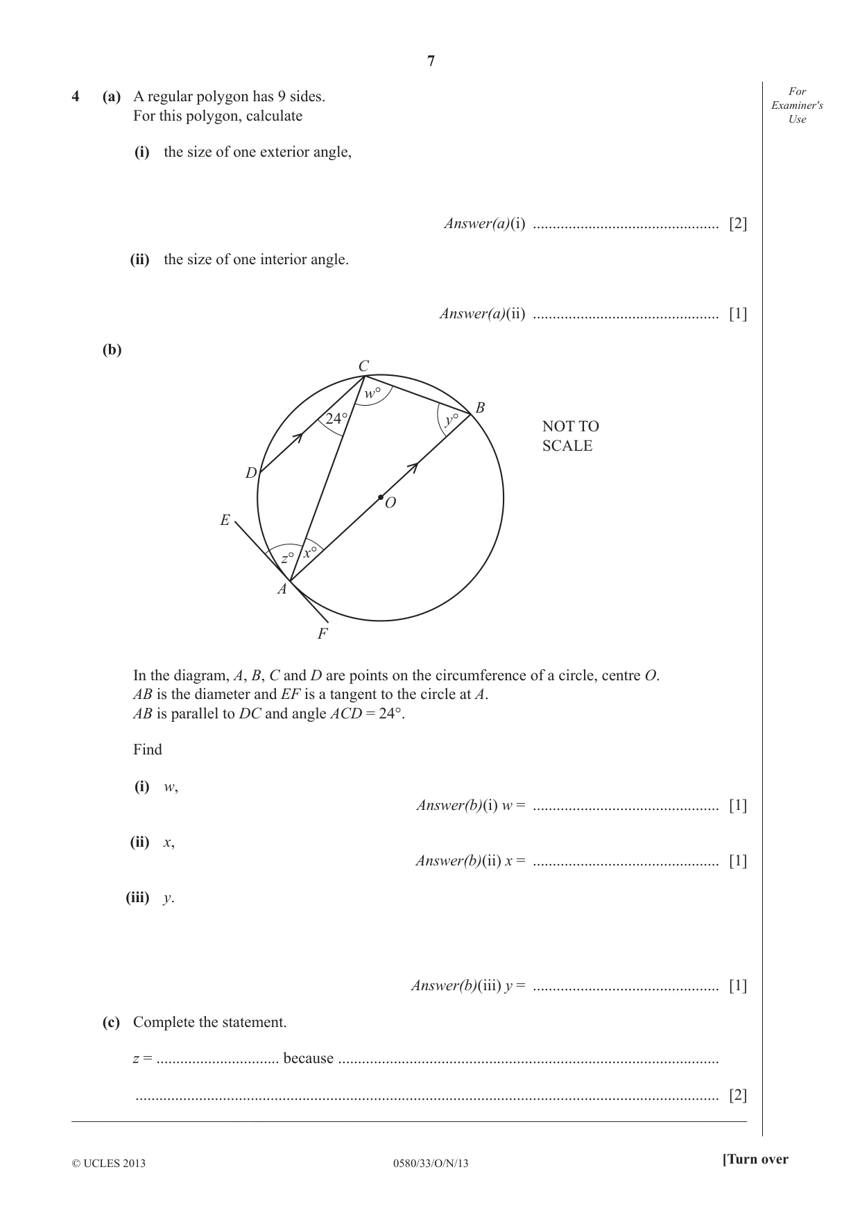 Cambridge IGCSE Mathematics 0580 2013 Oct/Nov Paper 3 · Variant 3 question paper, page 7 of 16
