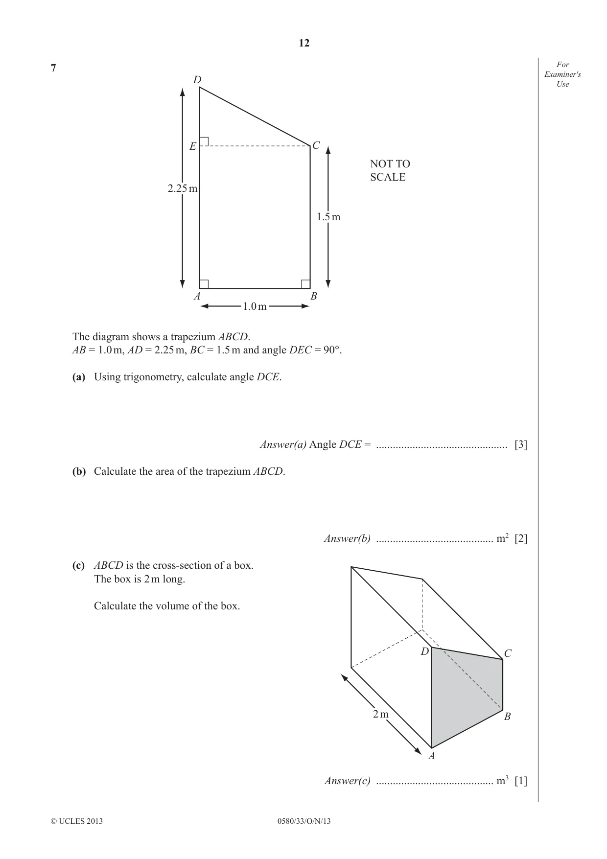 Cambridge IGCSE Mathematics 0580 2013 Oct/Nov Paper 3 · Variant 3 question paper, page 12 of 16