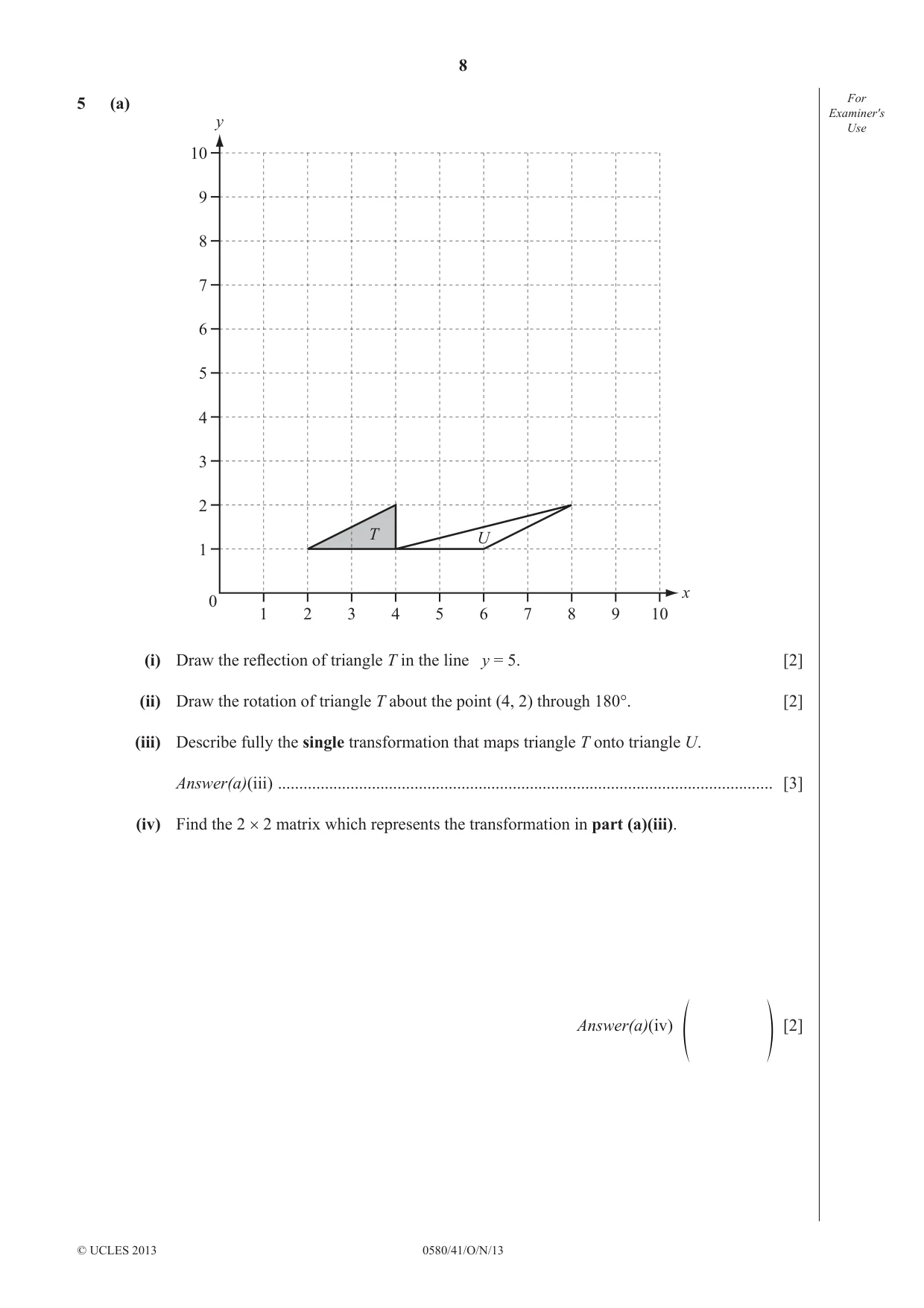 Cambridge IGCSE Mathematics 0580 2013 Oct/Nov Paper 4 · Variant 1 question paper, page 8 of 20