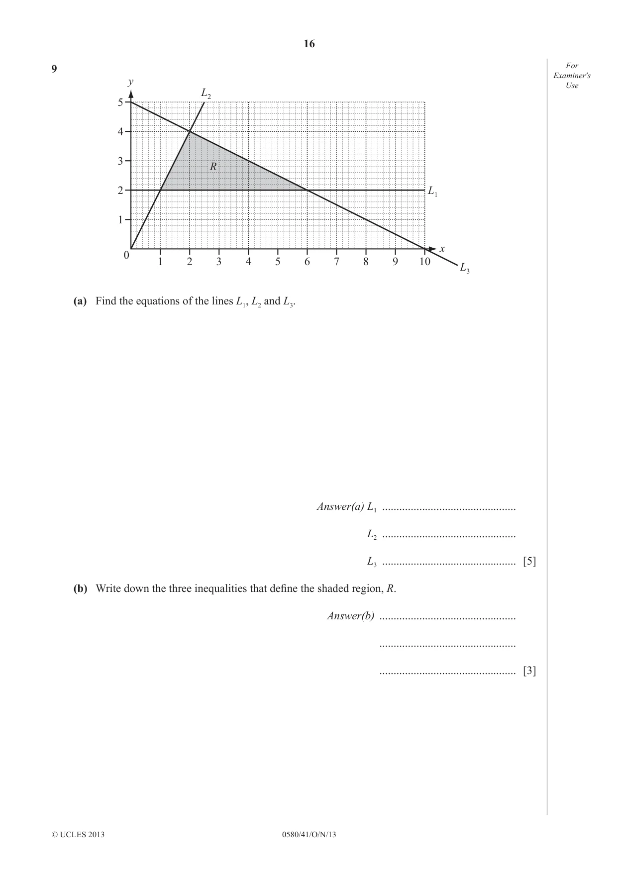 Cambridge IGCSE Mathematics 0580 2013 Oct/Nov Paper 4 · Variant 1 question paper, page 16 of 20