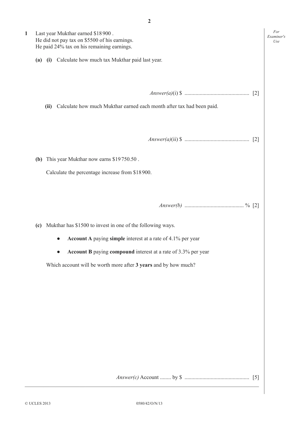 Cambridge IGCSE Mathematics 0580 2013 Oct/Nov Paper 4 · Variant 2 question paper, page 2 of 16
