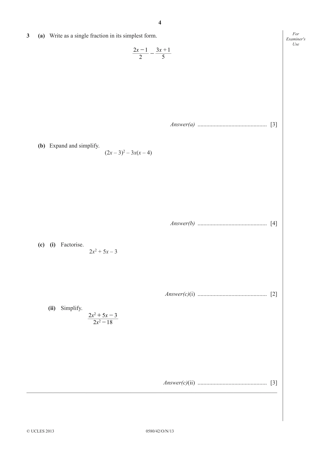 Cambridge IGCSE Mathematics 0580 2013 Oct/Nov Paper 4 · Variant 2 question paper, page 4 of 16