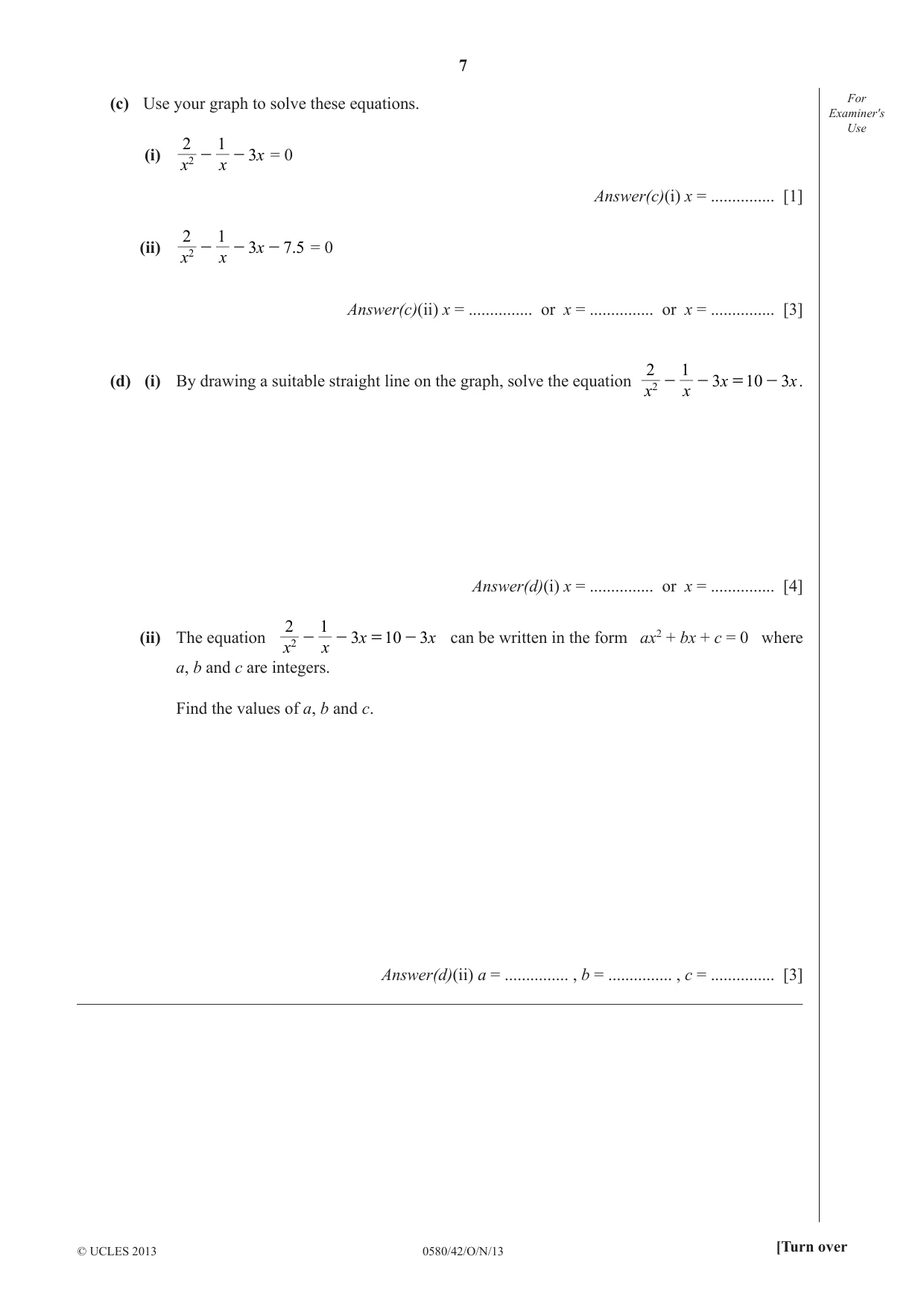 Cambridge IGCSE Mathematics 0580 2013 Oct/Nov Paper 4 · Variant 2 question paper, page 7 of 16