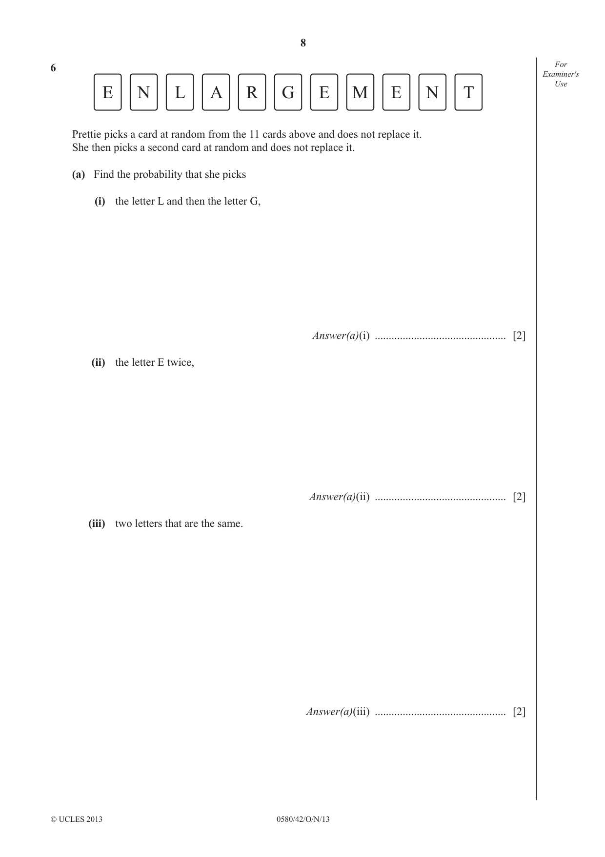Cambridge IGCSE Mathematics 0580 2013 Oct/Nov Paper 4 · Variant 2 question paper, page 8 of 16