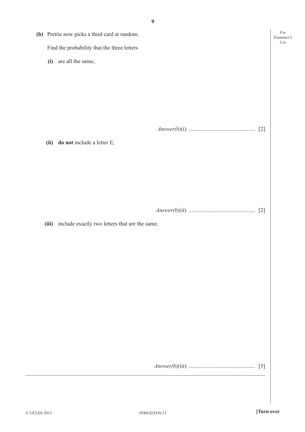 Cambridge IGCSE Mathematics 0580 2013 Oct/Nov Paper 4 · Variant 2 question paper, page 9 of 16