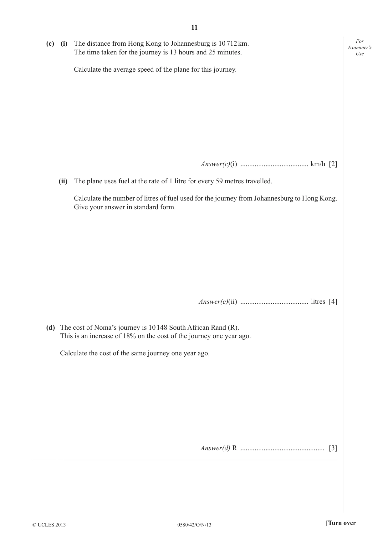 Cambridge IGCSE Mathematics 0580 2013 Oct/Nov Paper 4 · Variant 2 question paper, page 11 of 16