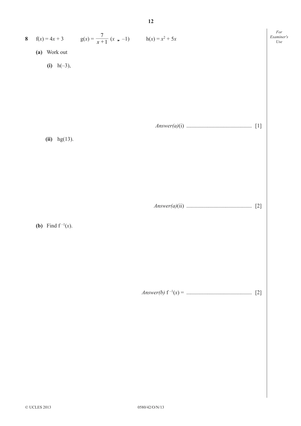 Cambridge IGCSE Mathematics 0580 2013 Oct/Nov Paper 4 · Variant 2 question paper, page 12 of 16