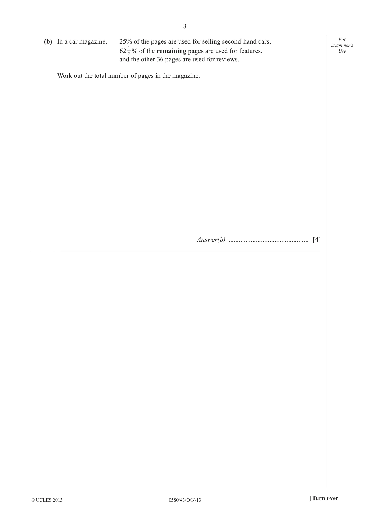 Cambridge IGCSE Mathematics 0580 2013 Oct/Nov Paper 4 · Variant 3 question paper, page 3 of 20