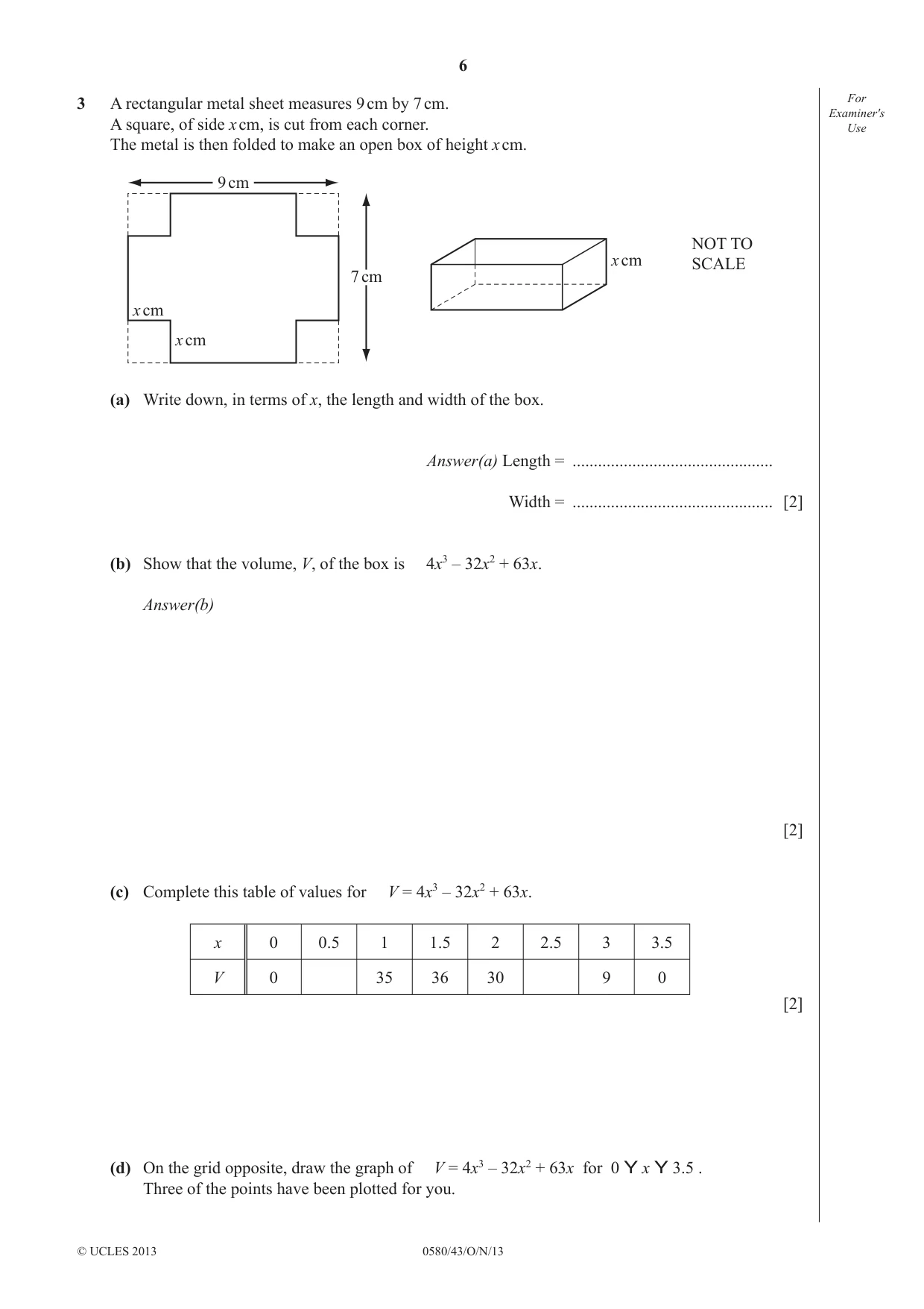 Cambridge IGCSE Mathematics 0580 2013 Oct/Nov Paper 4 · Variant 3 question paper, page 6 of 20