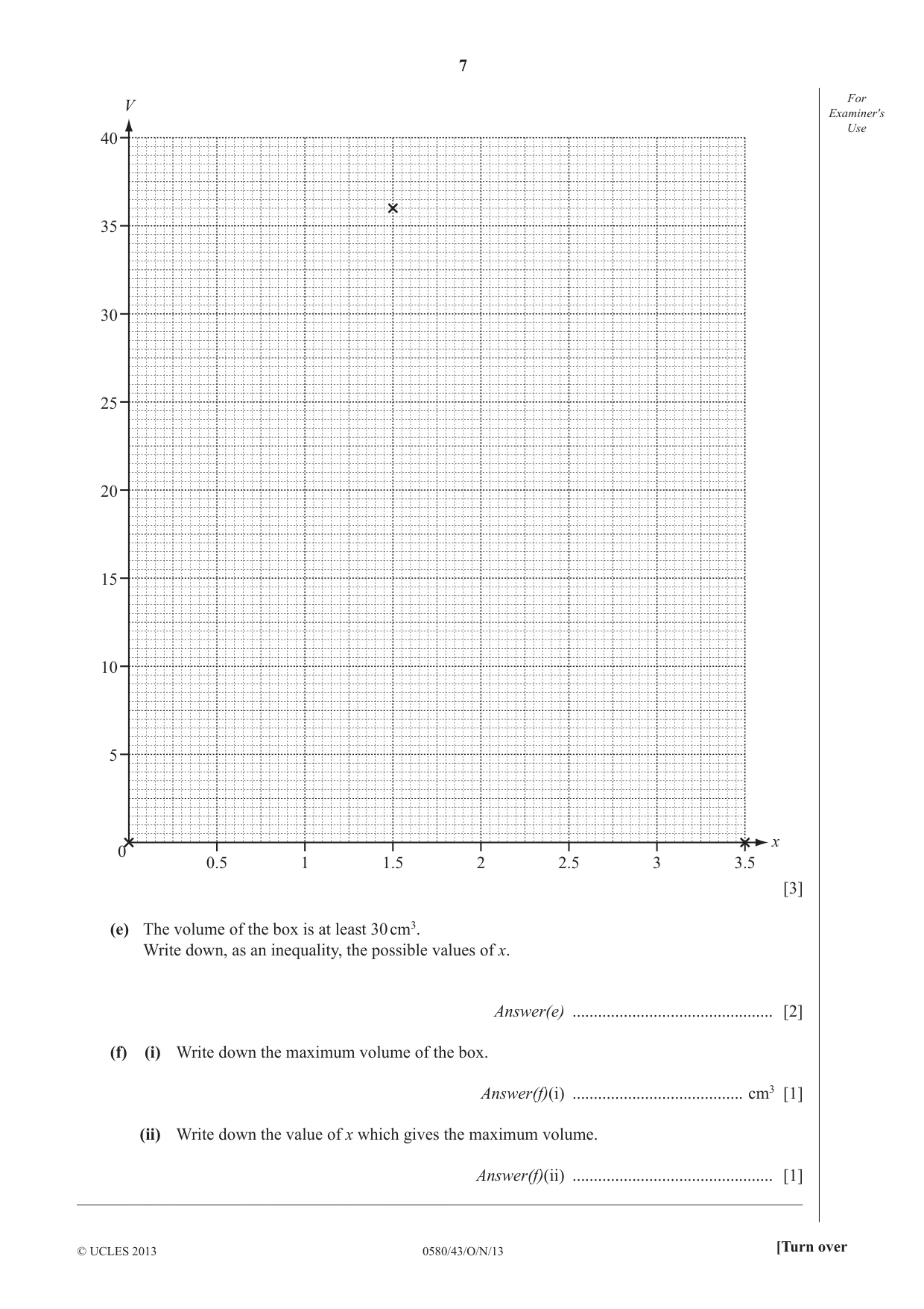 Cambridge IGCSE Mathematics 0580 2013 Oct/Nov Paper 4 · Variant 3 question paper, page 7 of 20