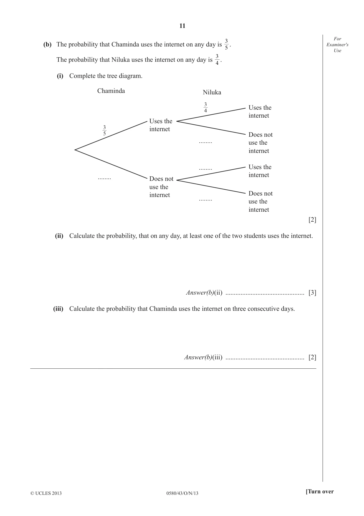 Cambridge IGCSE Mathematics 0580 2013 Oct/Nov Paper 4 · Variant 3 question paper, page 11 of 20