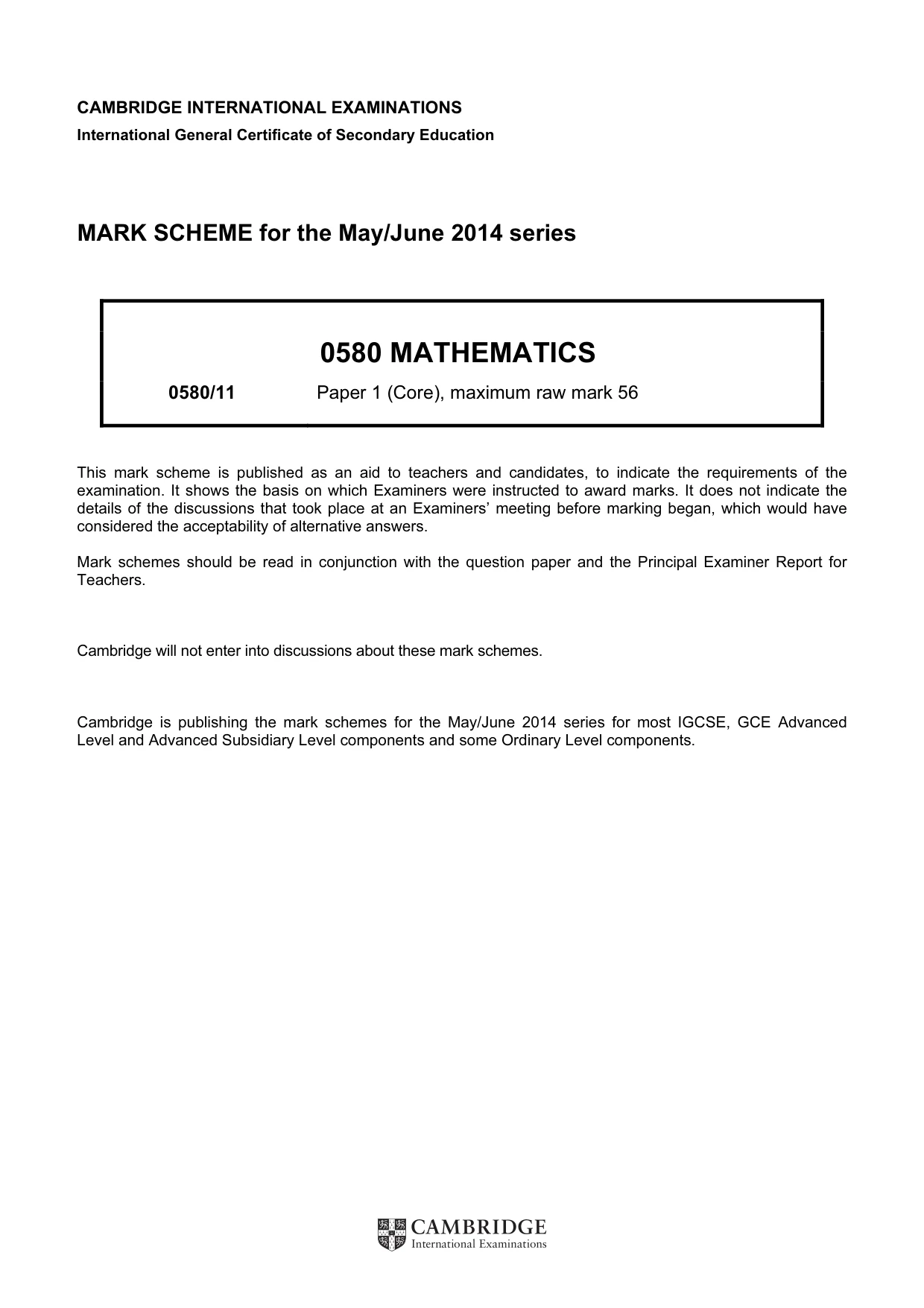 Mark scheme, page 1 of 4