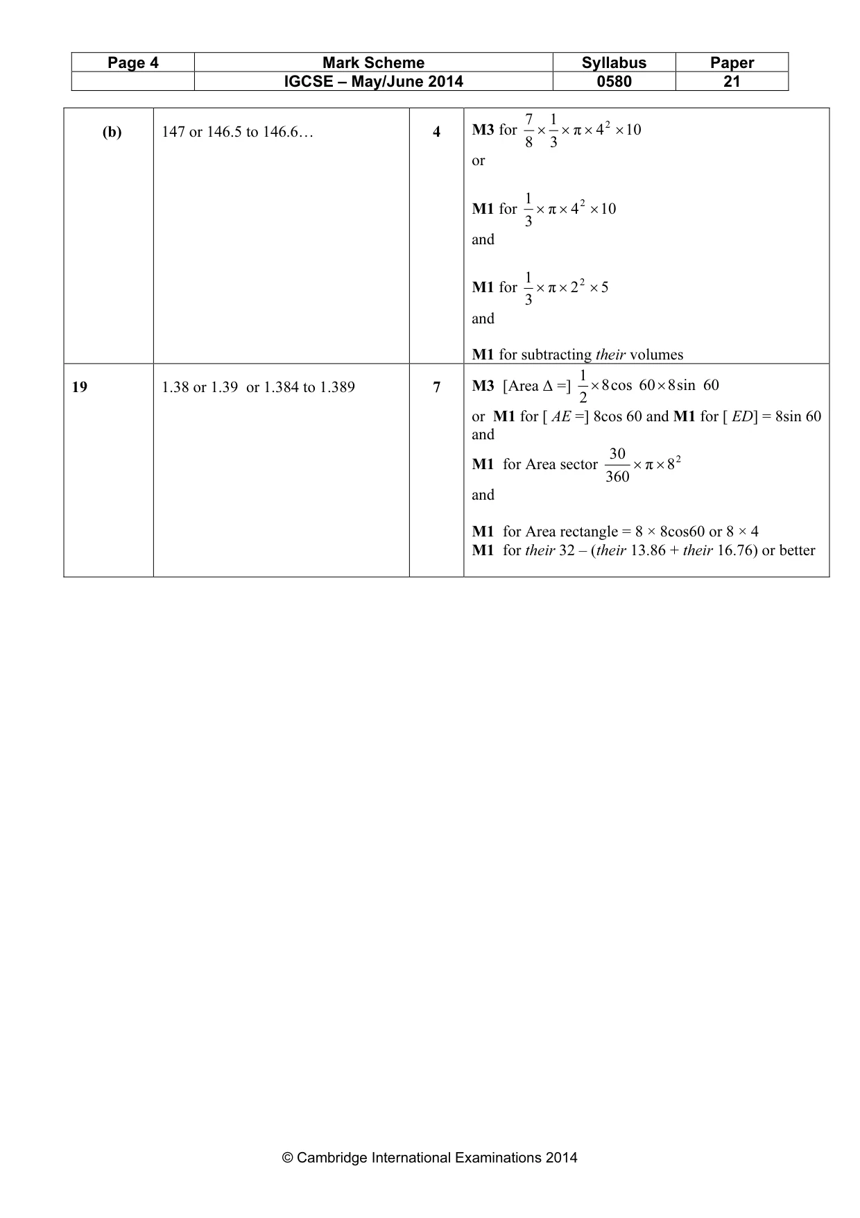Mark scheme, page 4 of 4