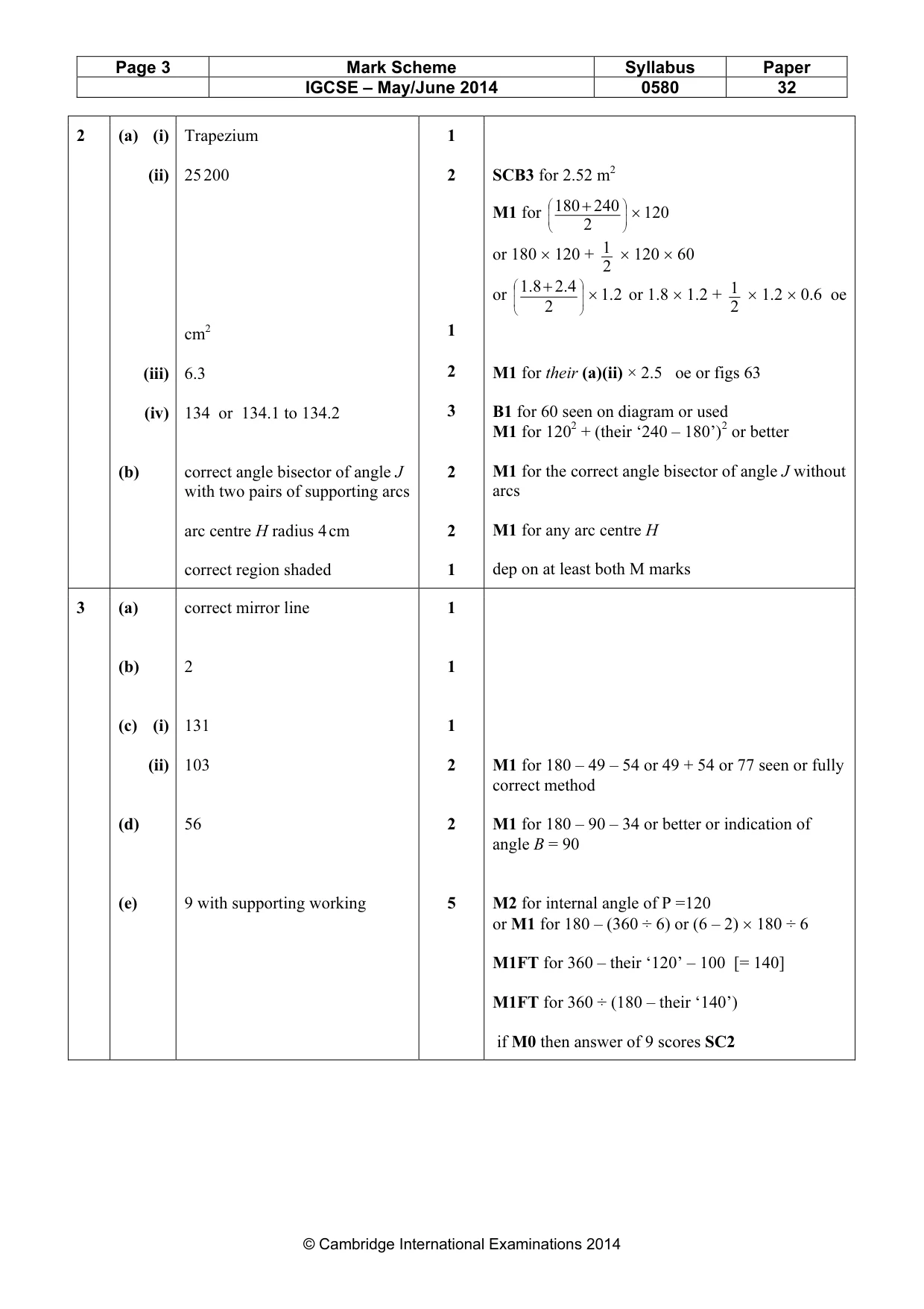 Mark scheme, page 3 of 5