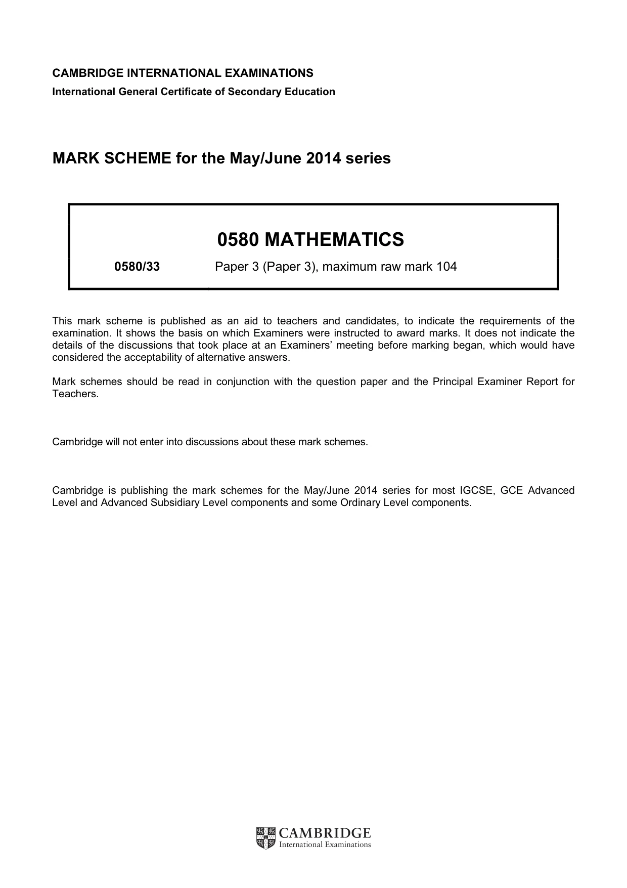 Mark scheme, page 1 of 5