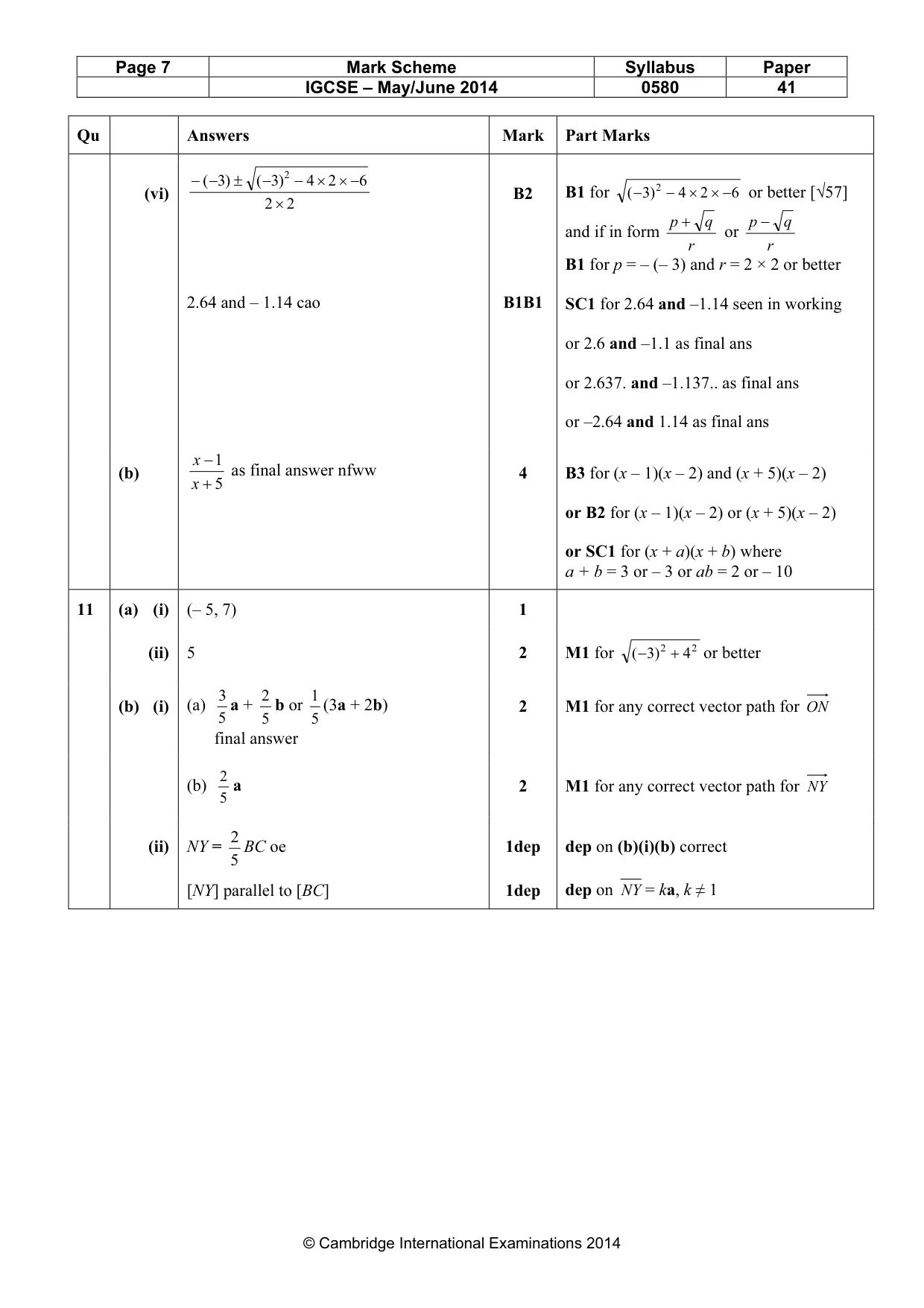 Mark scheme, page 7 of 7