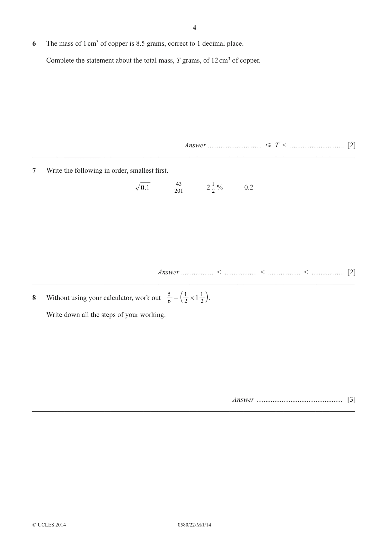 Cambridge IGCSE Mathematics 0580 2014 May/June Paper 2 · Variant 2 question paper, page 4 of 12