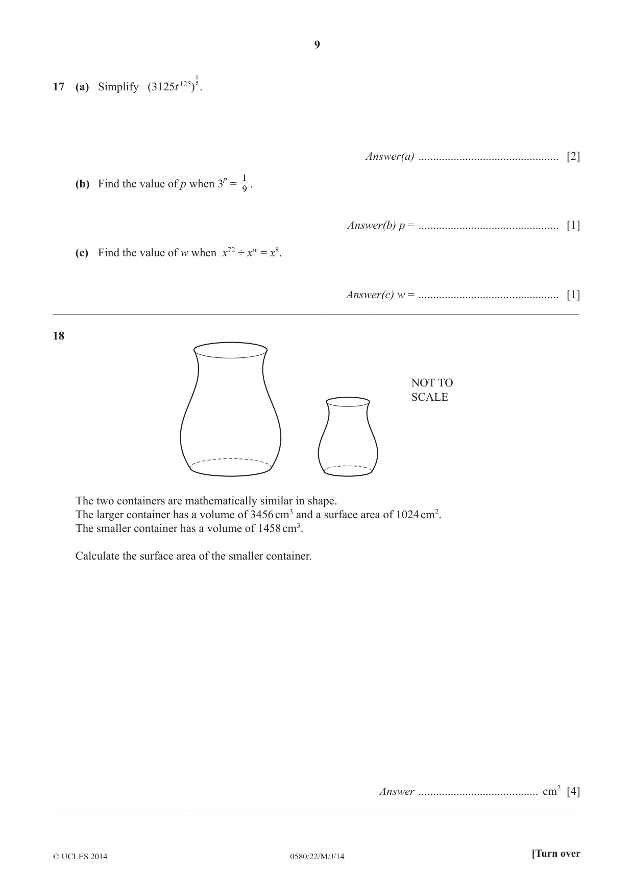 Cambridge IGCSE Mathematics 0580 2014 May/June Paper 2 · Variant 2 question paper, page 9 of 12