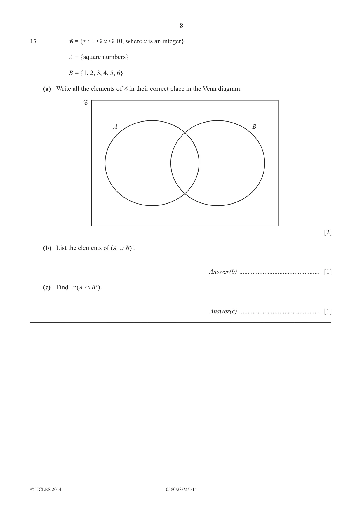 Cambridge IGCSE Mathematics 0580 2014 May/June Paper 2 · Variant 3 question paper, page 8 of 12
