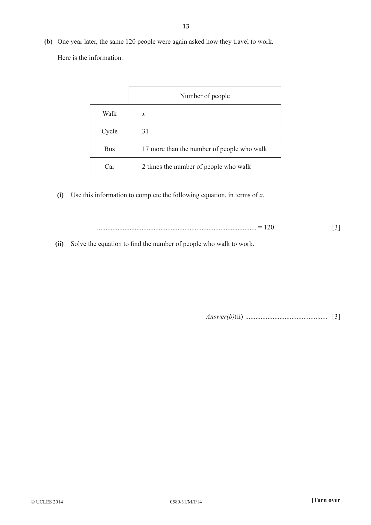 Cambridge IGCSE Mathematics 0580 2014 May/June Paper 3 · Variant 1 question paper, page 13 of 16