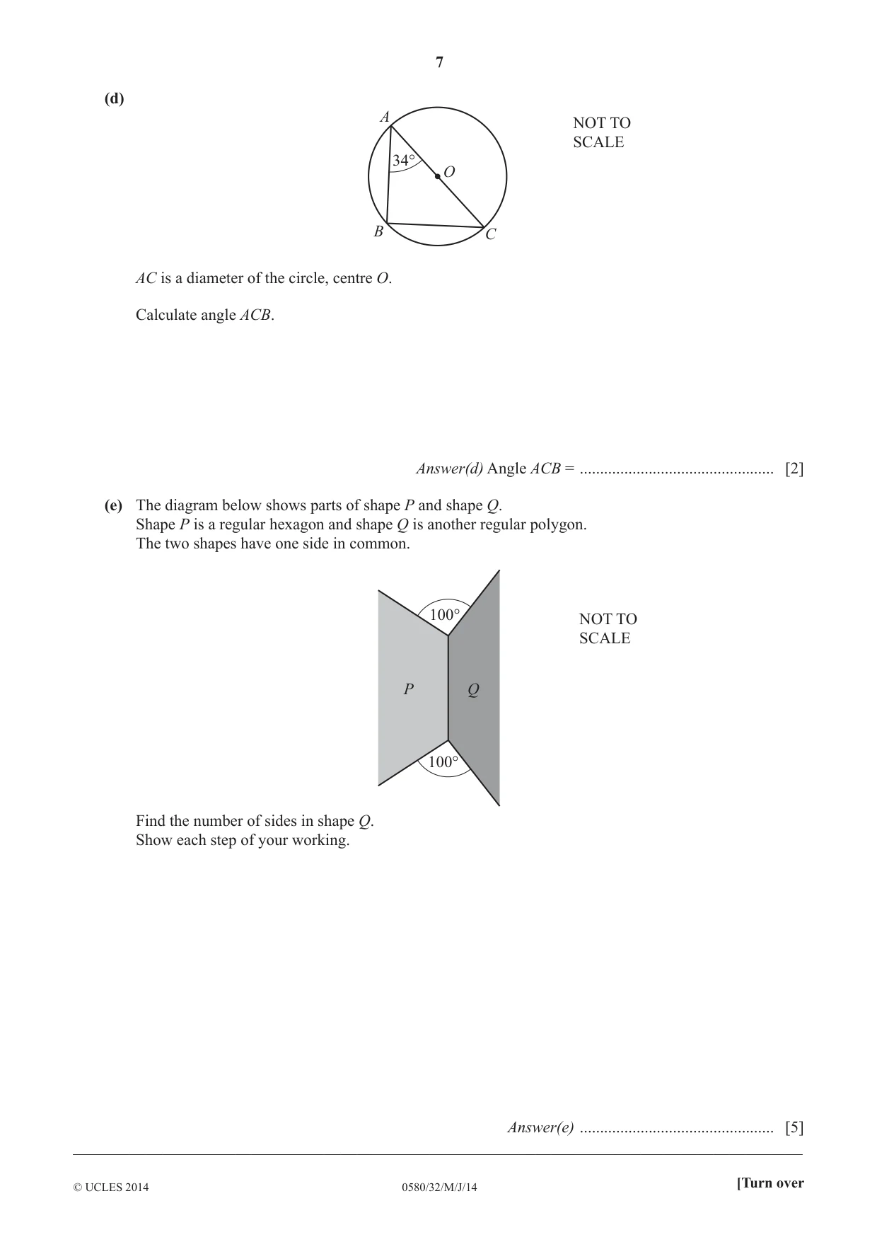 Cambridge IGCSE Mathematics 0580 2014 May/June Paper 3 · Variant 2 question paper, page 7 of 16