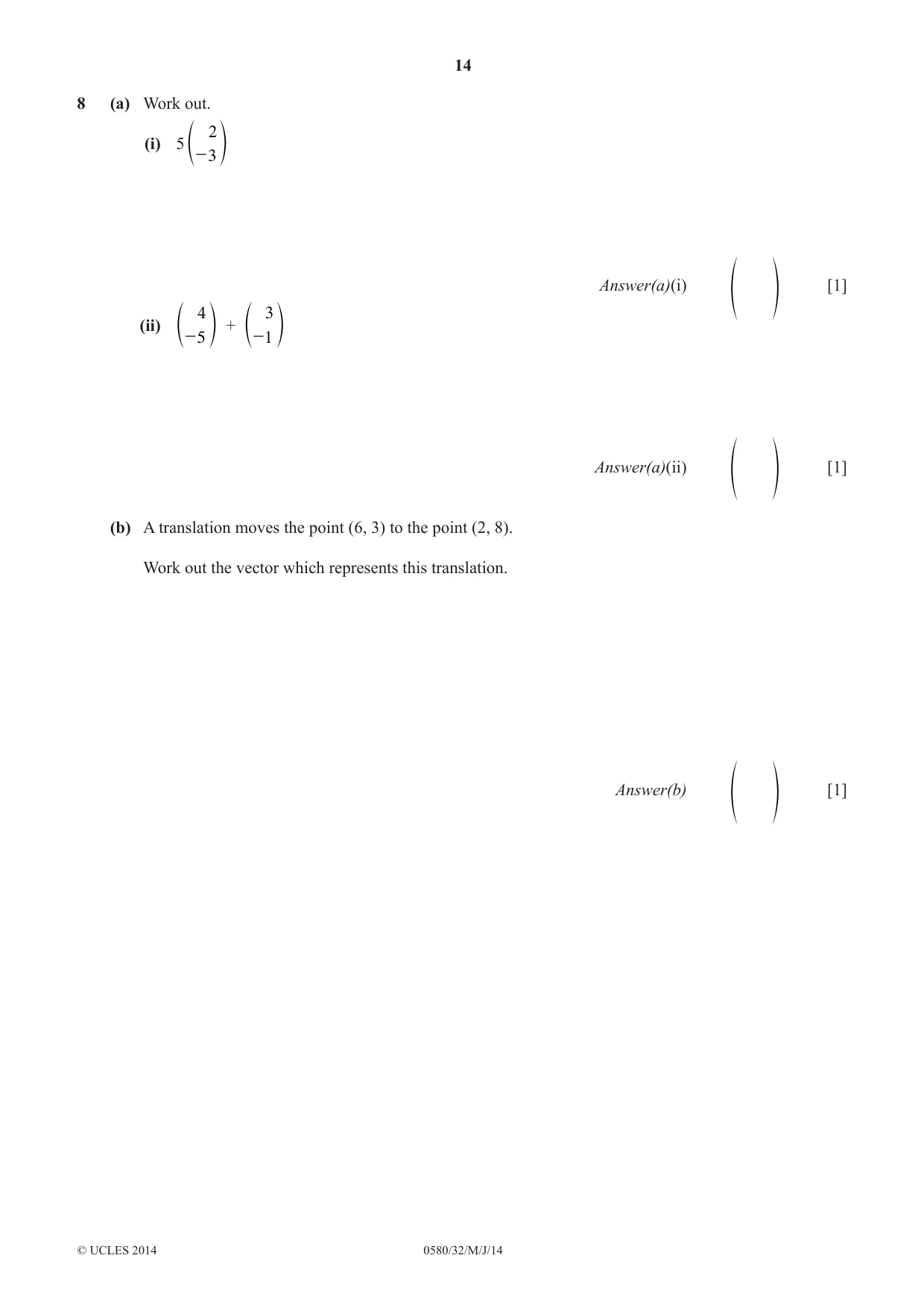 Cambridge IGCSE Mathematics 0580 2014 May/June Paper 3 · Variant 2 question paper, page 14 of 16