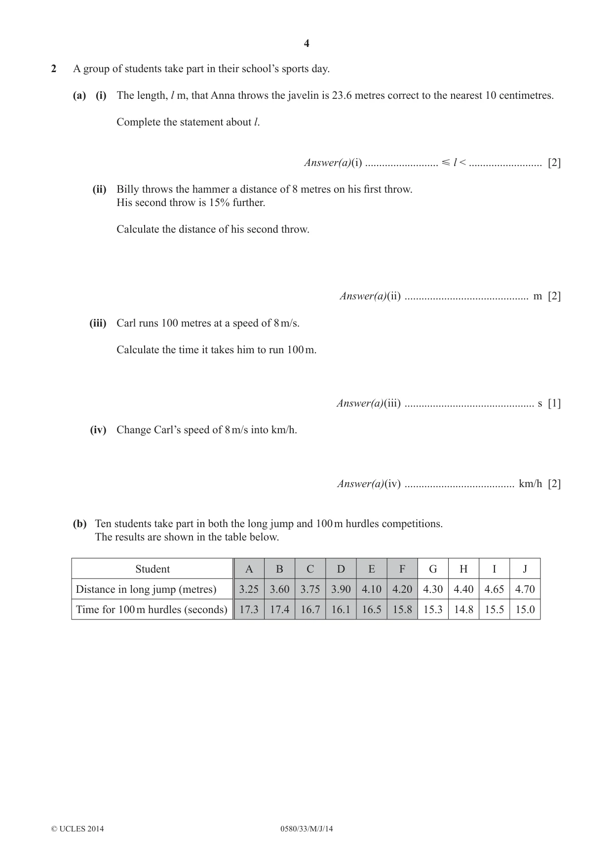 Cambridge IGCSE Mathematics 0580 2014 May/June Paper 3 · Variant 3 question paper, page 4 of 16