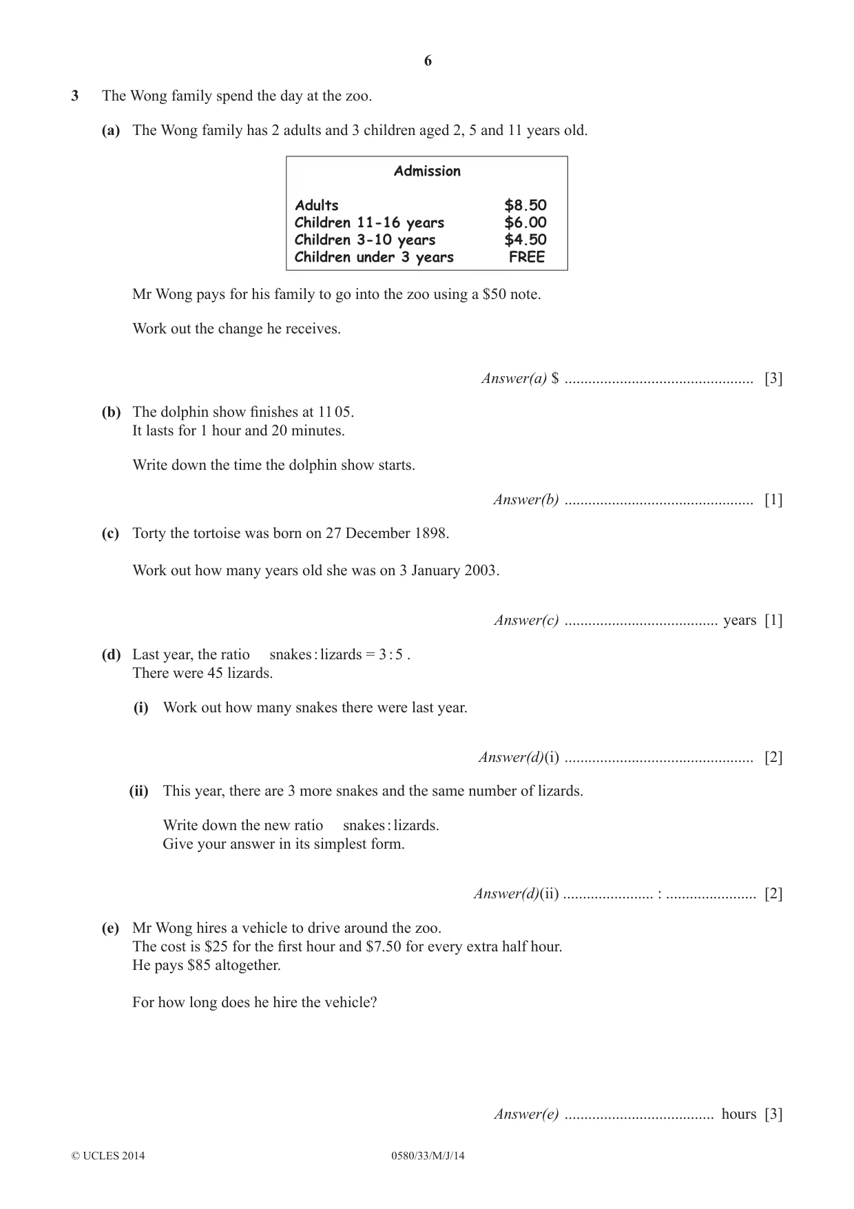 Cambridge IGCSE Mathematics 0580 2014 May/June Paper 3 · Variant 3 question paper, page 6 of 16