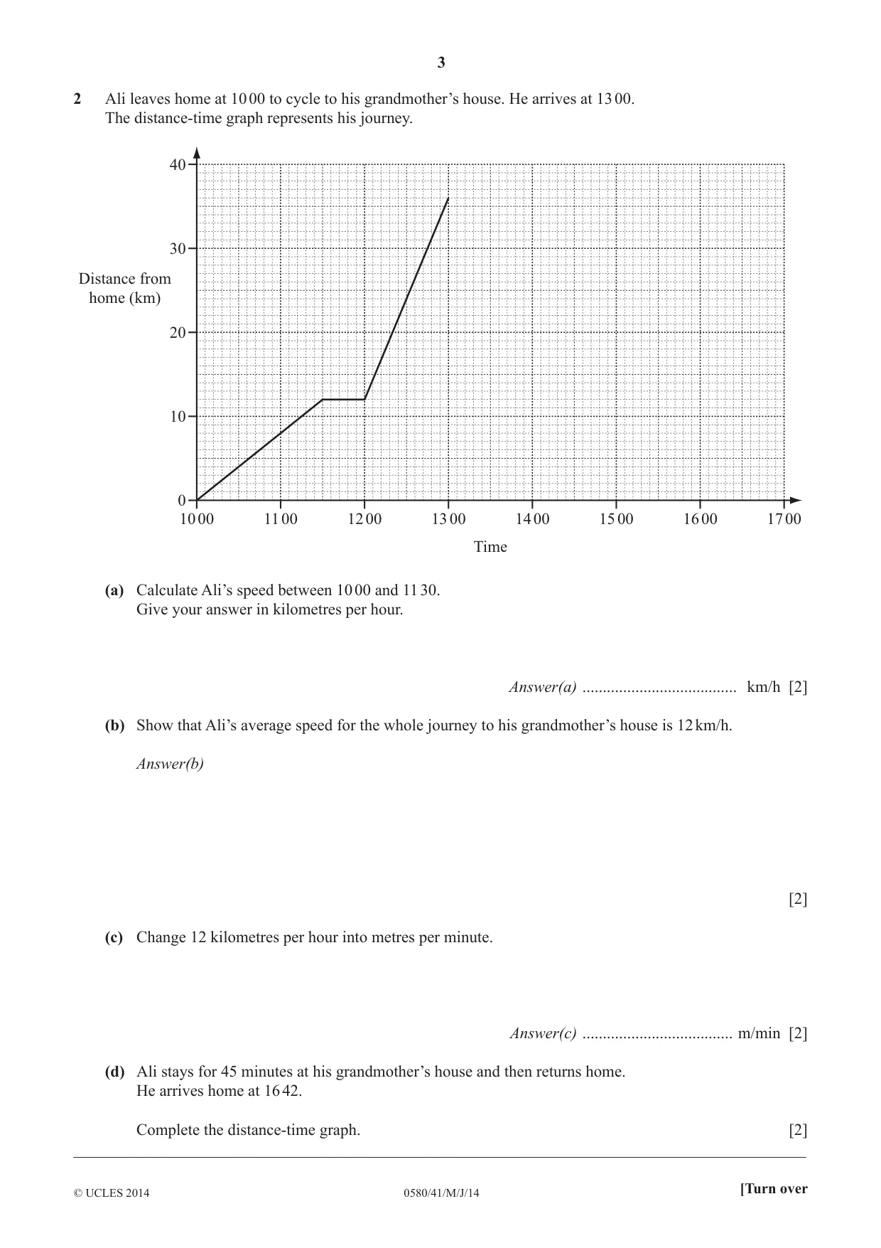 Cambridge IGCSE Mathematics 0580 2014 May/June Paper 4 · Variant 1 question paper, page 3 of 20