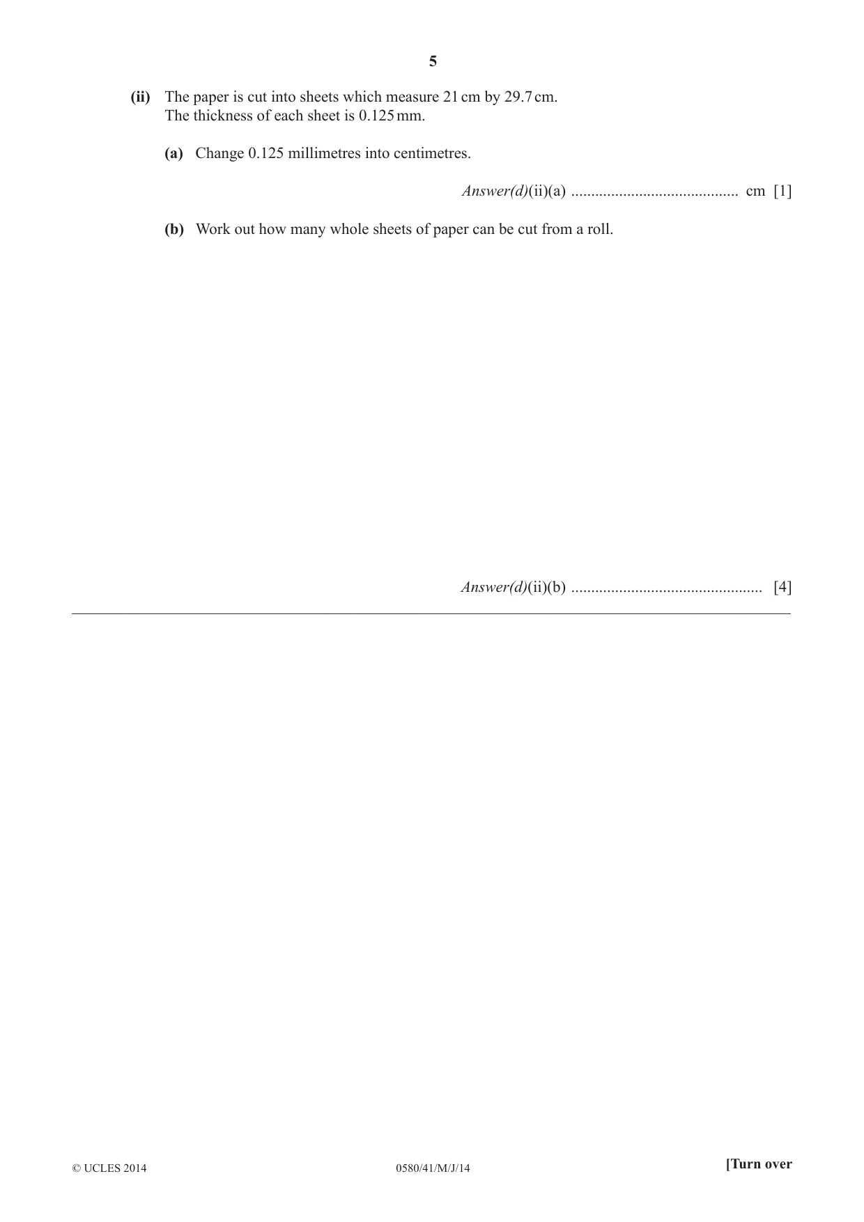 Cambridge IGCSE Mathematics 0580 2014 May/June Paper 4 · Variant 1 question paper, page 5 of 20