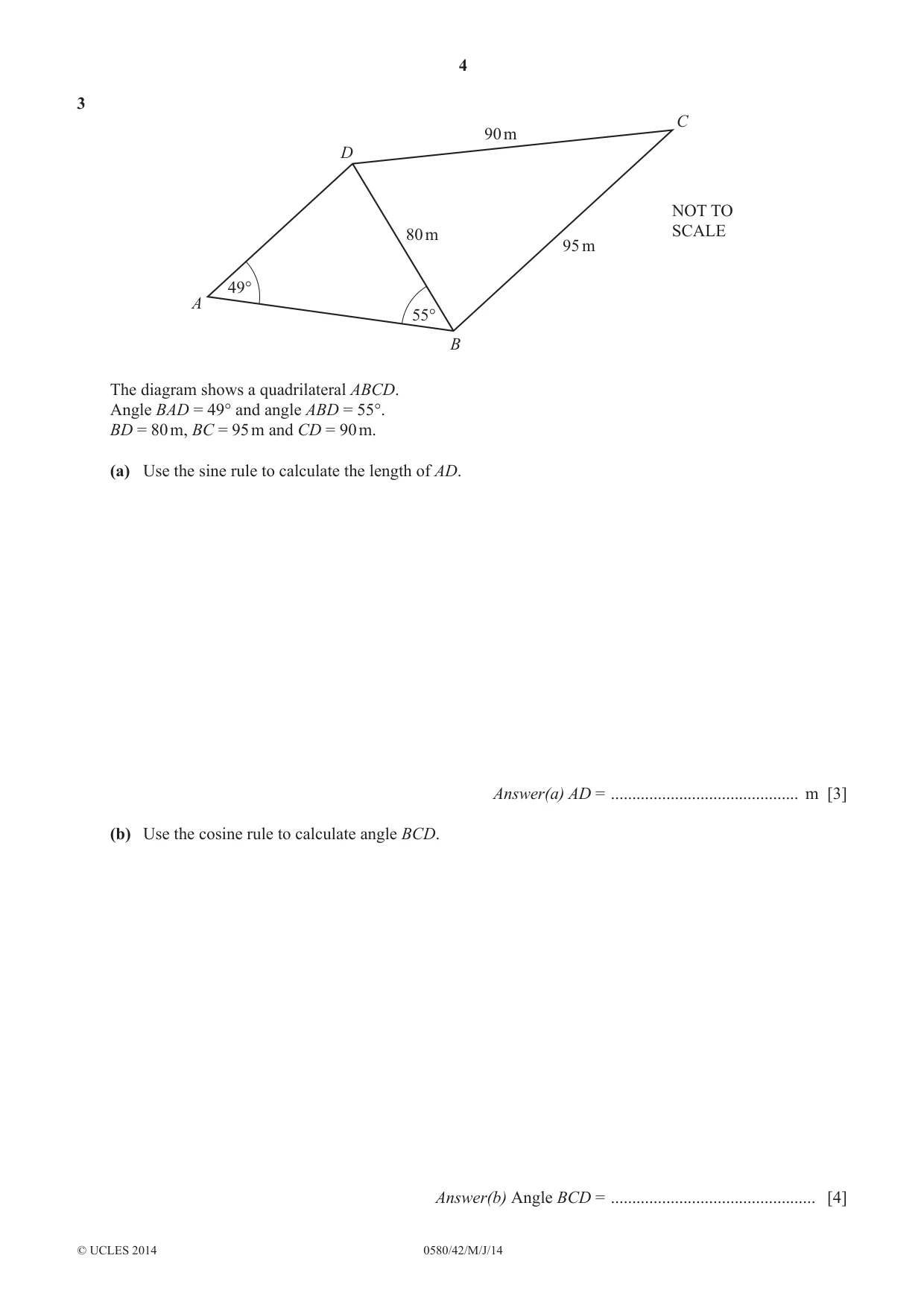 Cambridge IGCSE Mathematics 0580 2014 May/June Paper 4 · Variant 2 question paper, page 4 of 16