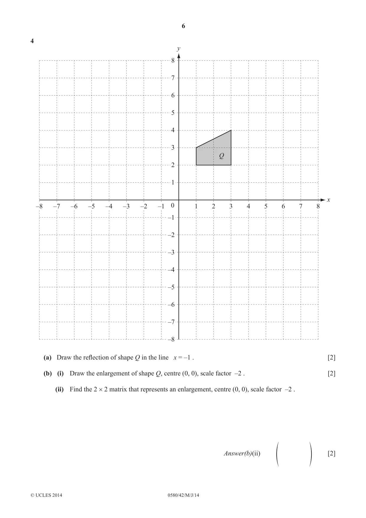 Cambridge IGCSE Mathematics 0580 2014 May/June Paper 4 · Variant 2 question paper, page 6 of 16