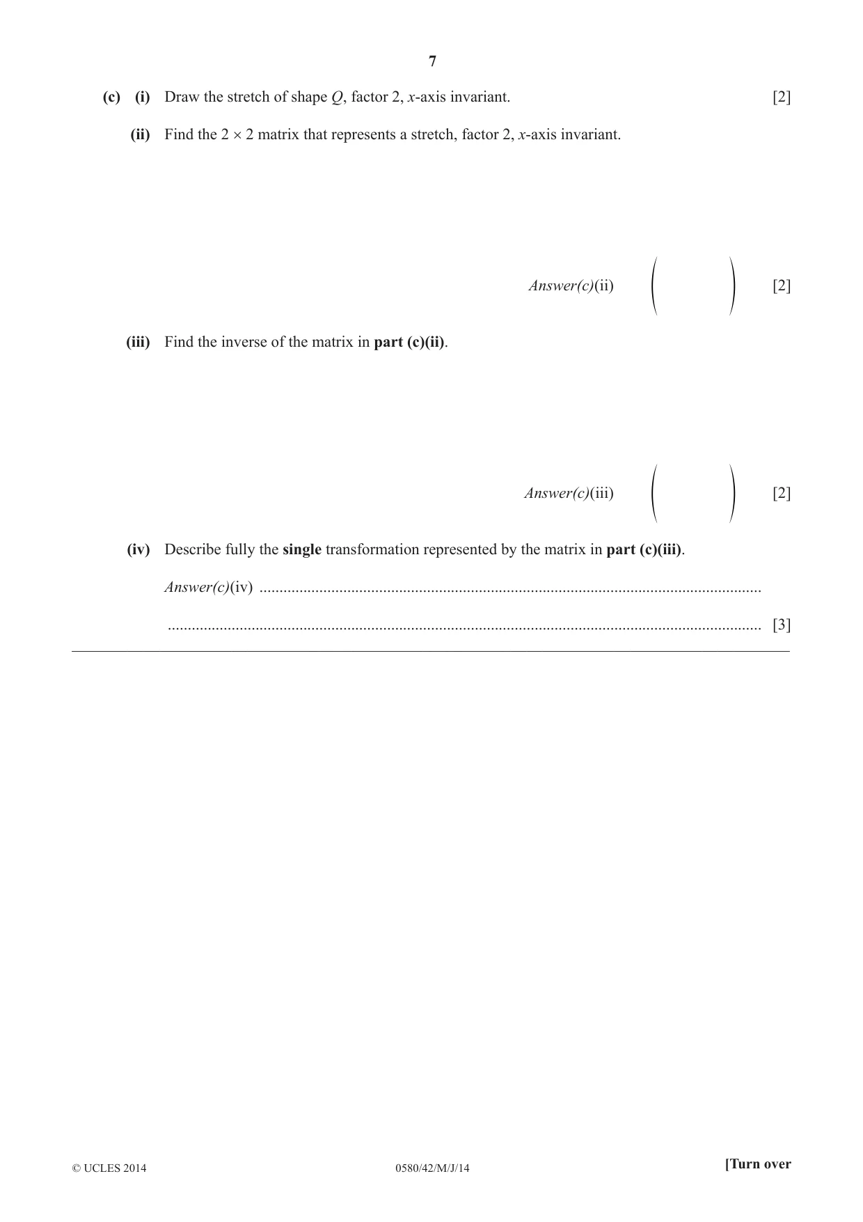 Cambridge IGCSE Mathematics 0580 2014 May/June Paper 4 · Variant 2 question paper, page 7 of 16