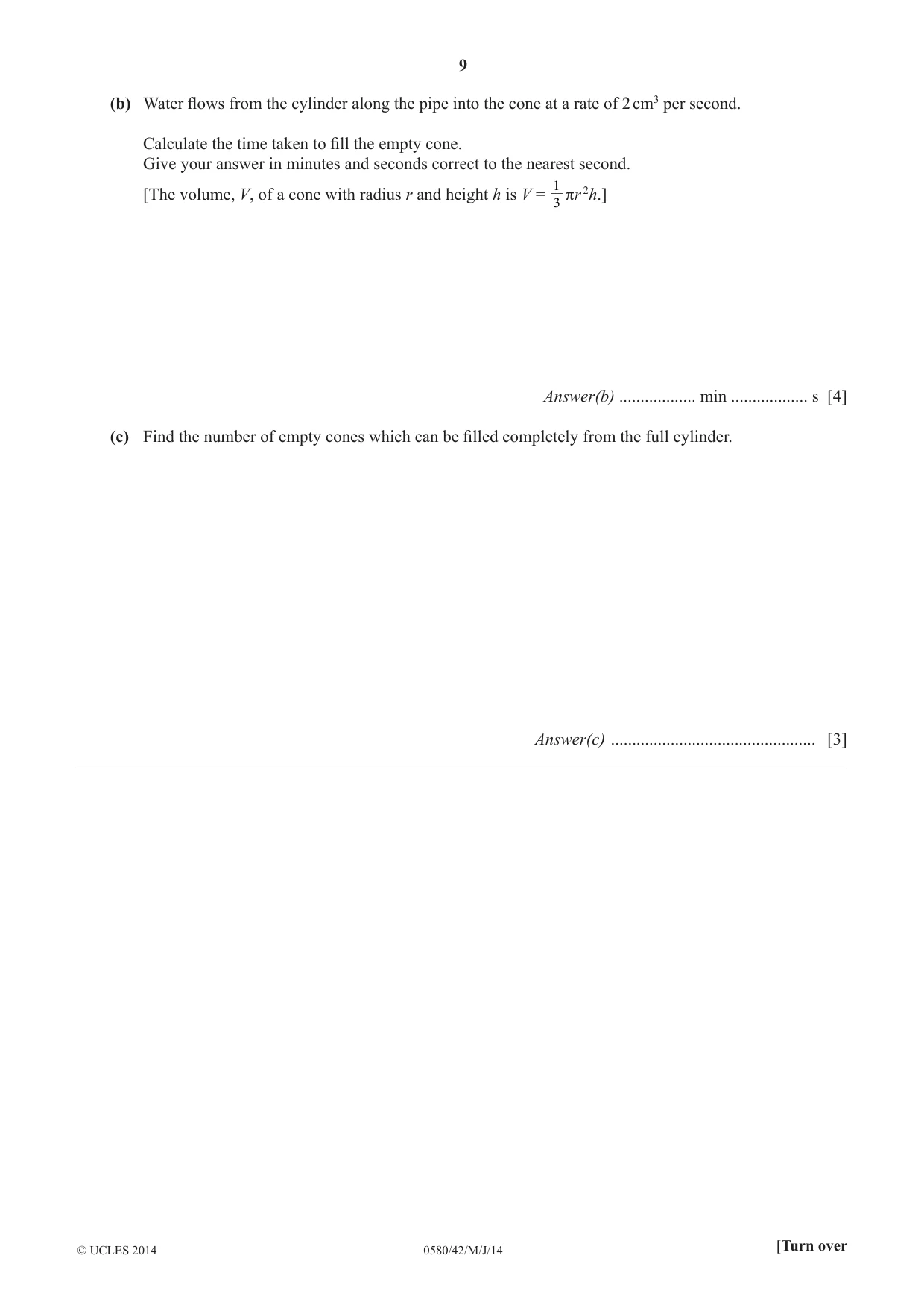 Cambridge IGCSE Mathematics 0580 2014 May/June Paper 4 · Variant 2 question paper, page 9 of 16