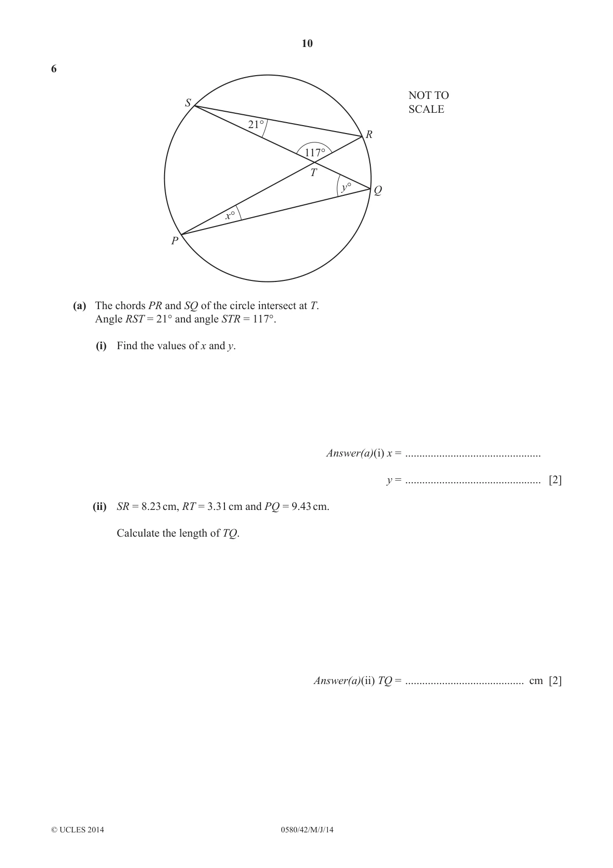 Cambridge IGCSE Mathematics 0580 2014 May/June Paper 4 · Variant 2 question paper, page 10 of 16