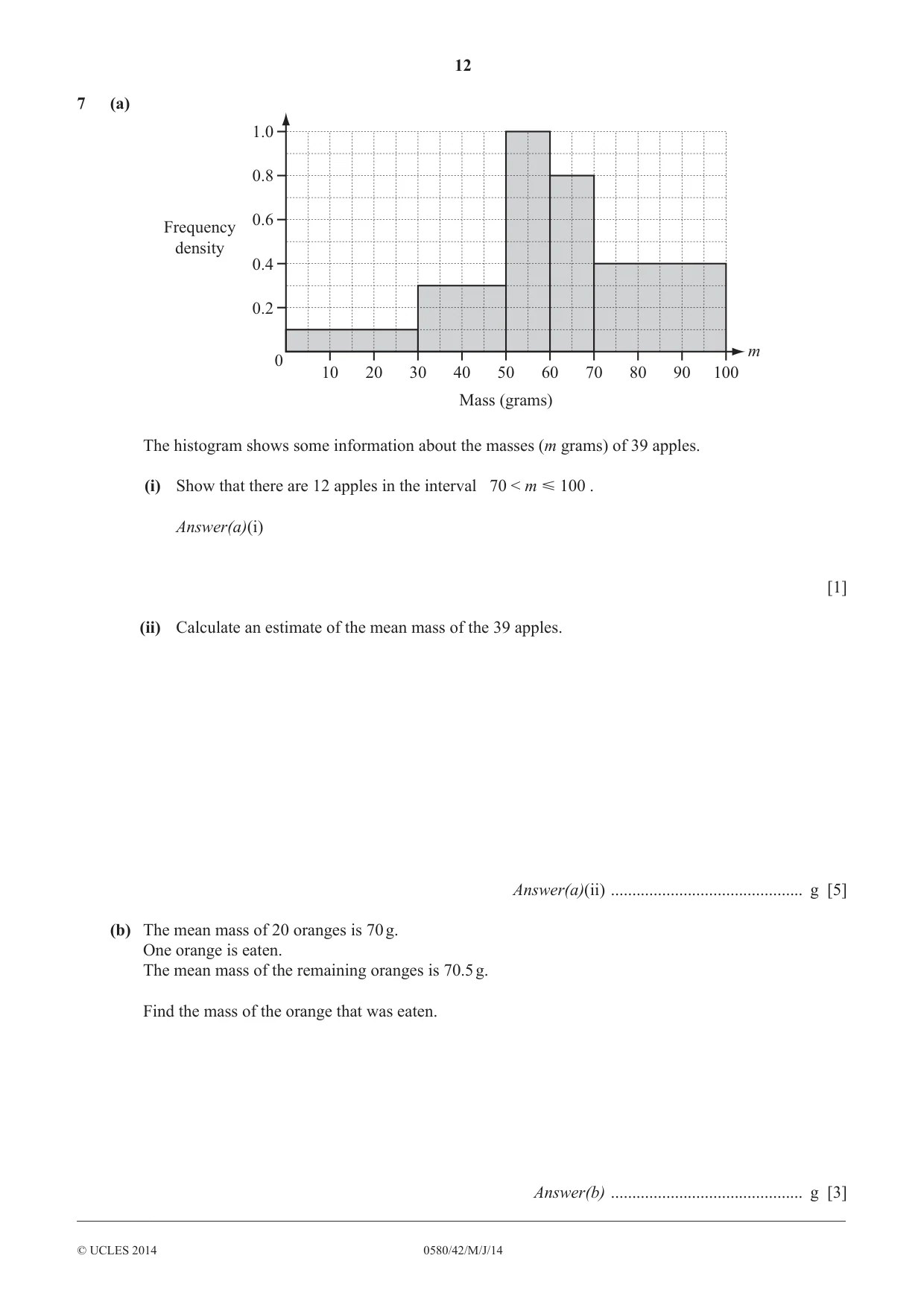 Cambridge IGCSE Mathematics 0580 2014 May/June Paper 4 · Variant 2 question paper, page 12 of 16