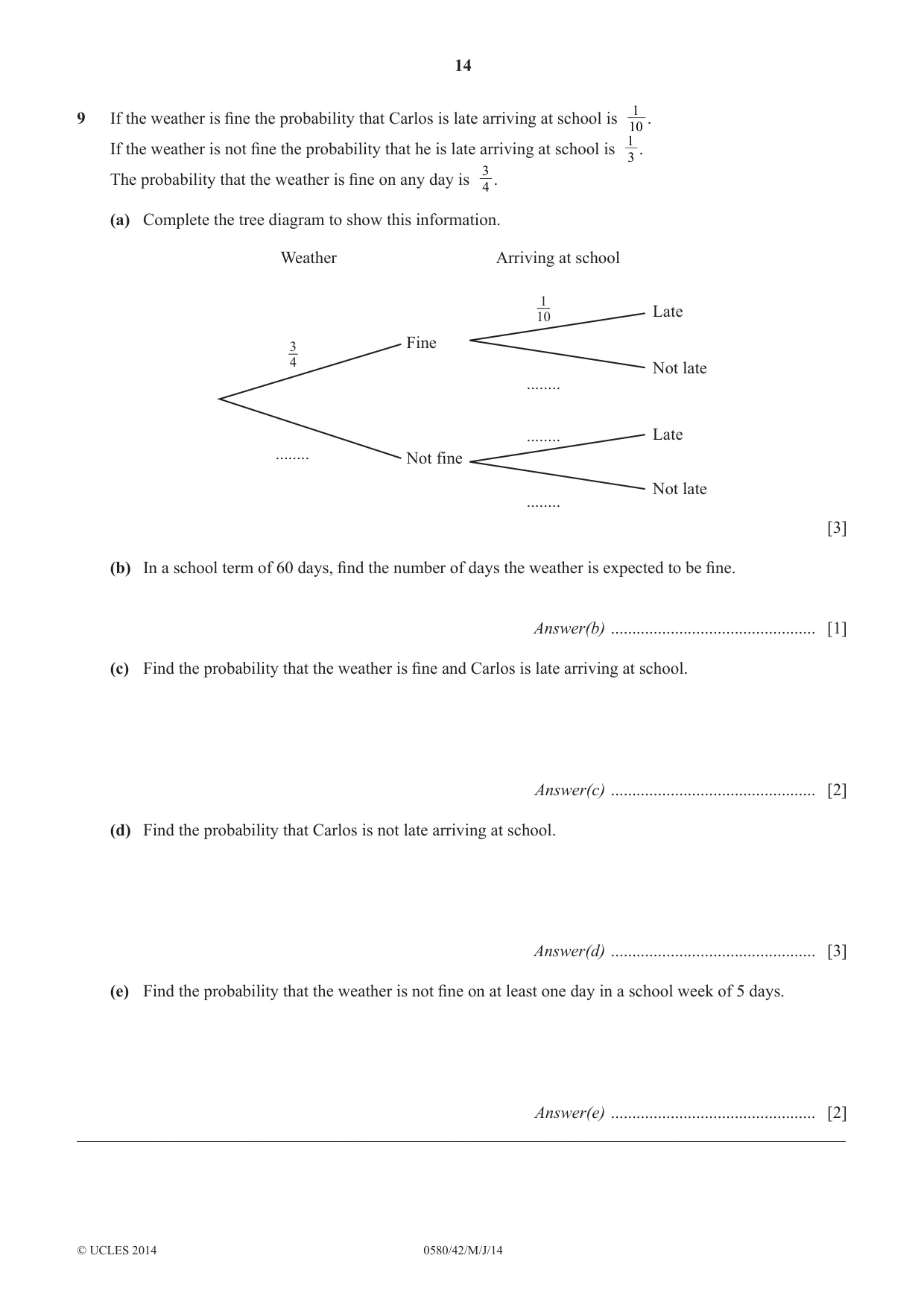 Cambridge IGCSE Mathematics 0580 2014 May/June Paper 4 · Variant 2 question paper, page 14 of 16