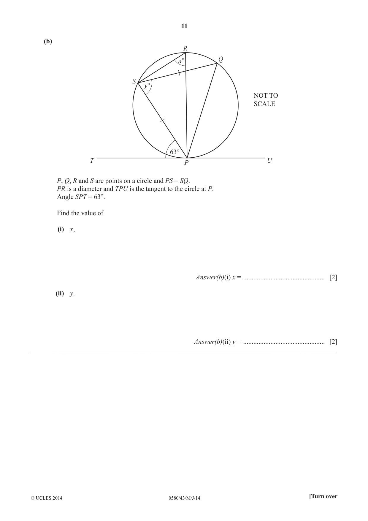 Cambridge IGCSE Mathematics 0580 2014 May/June Paper 4 · Variant 3 question paper, page 11 of 16
