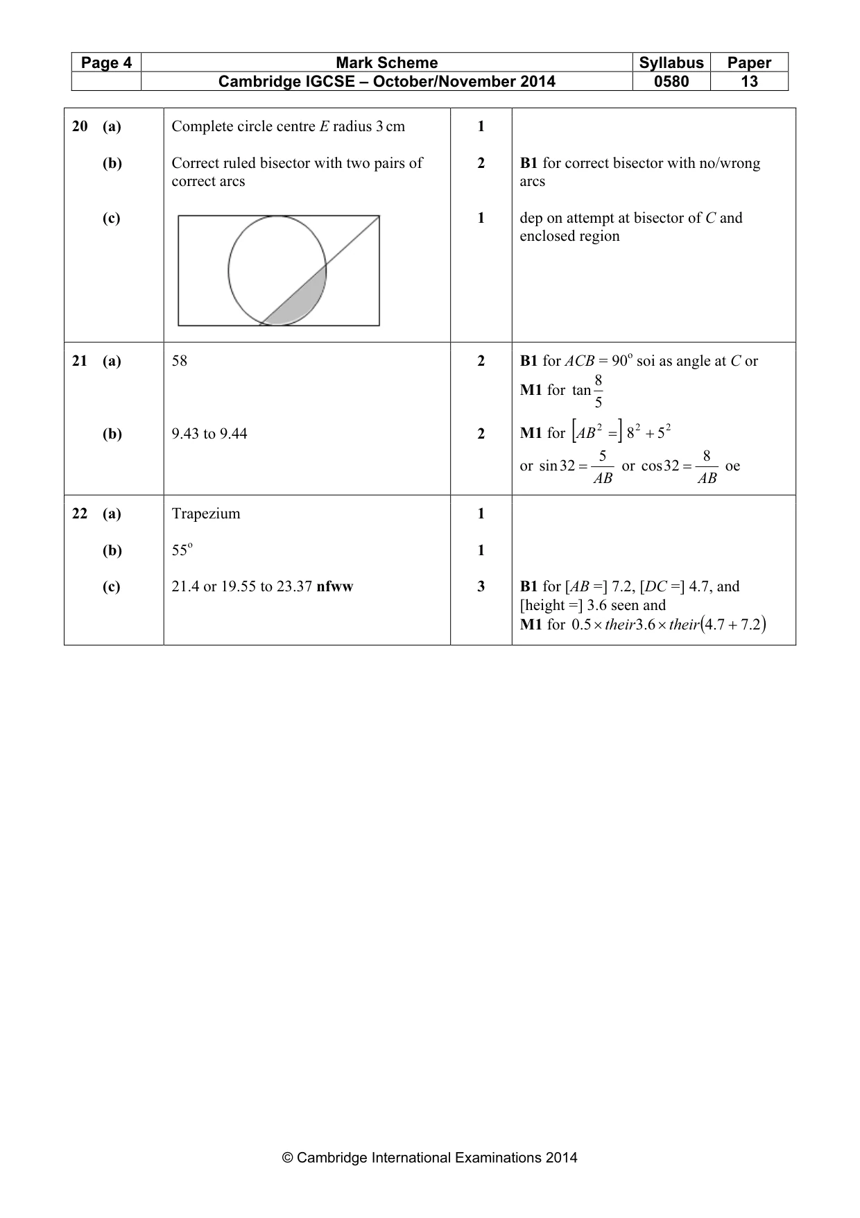 Mark scheme, page 4 of 4