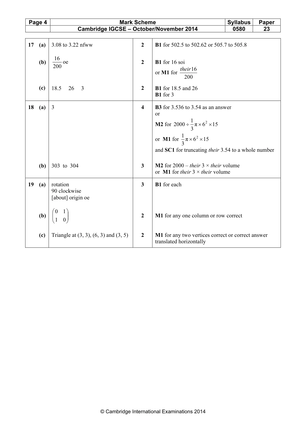 Mark scheme, page 4 of 4