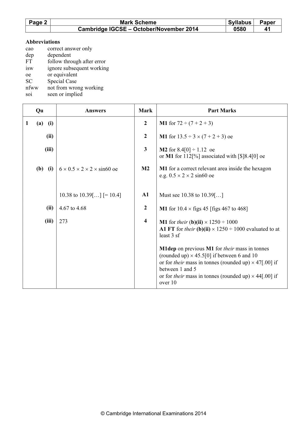 Mark scheme, page 2 of 8