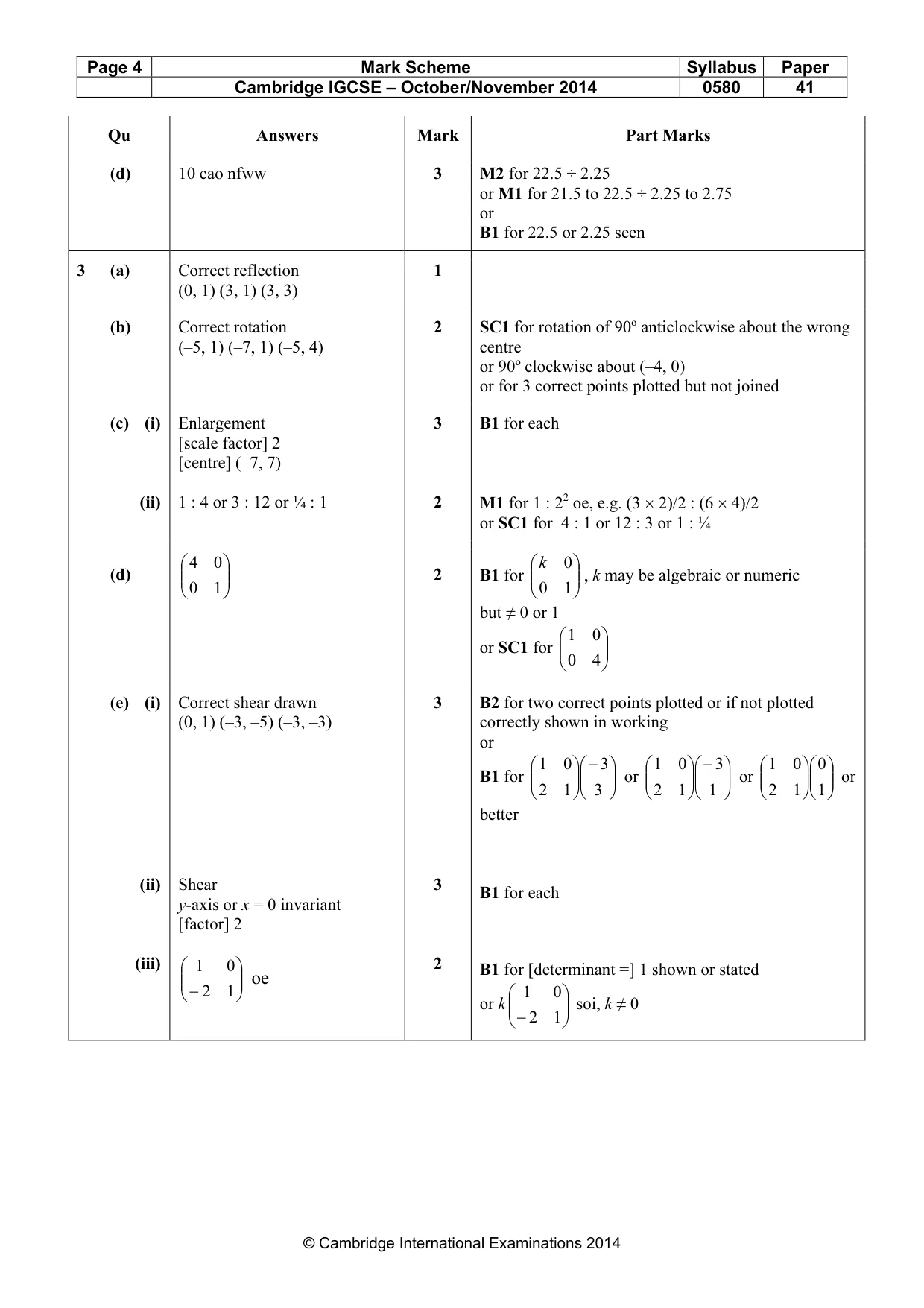 Mark scheme, page 4 of 8