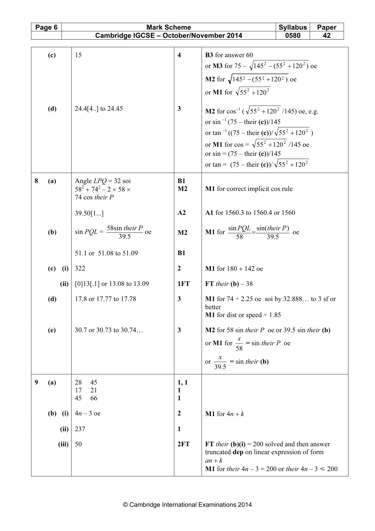 Mark scheme, page 6 of 7