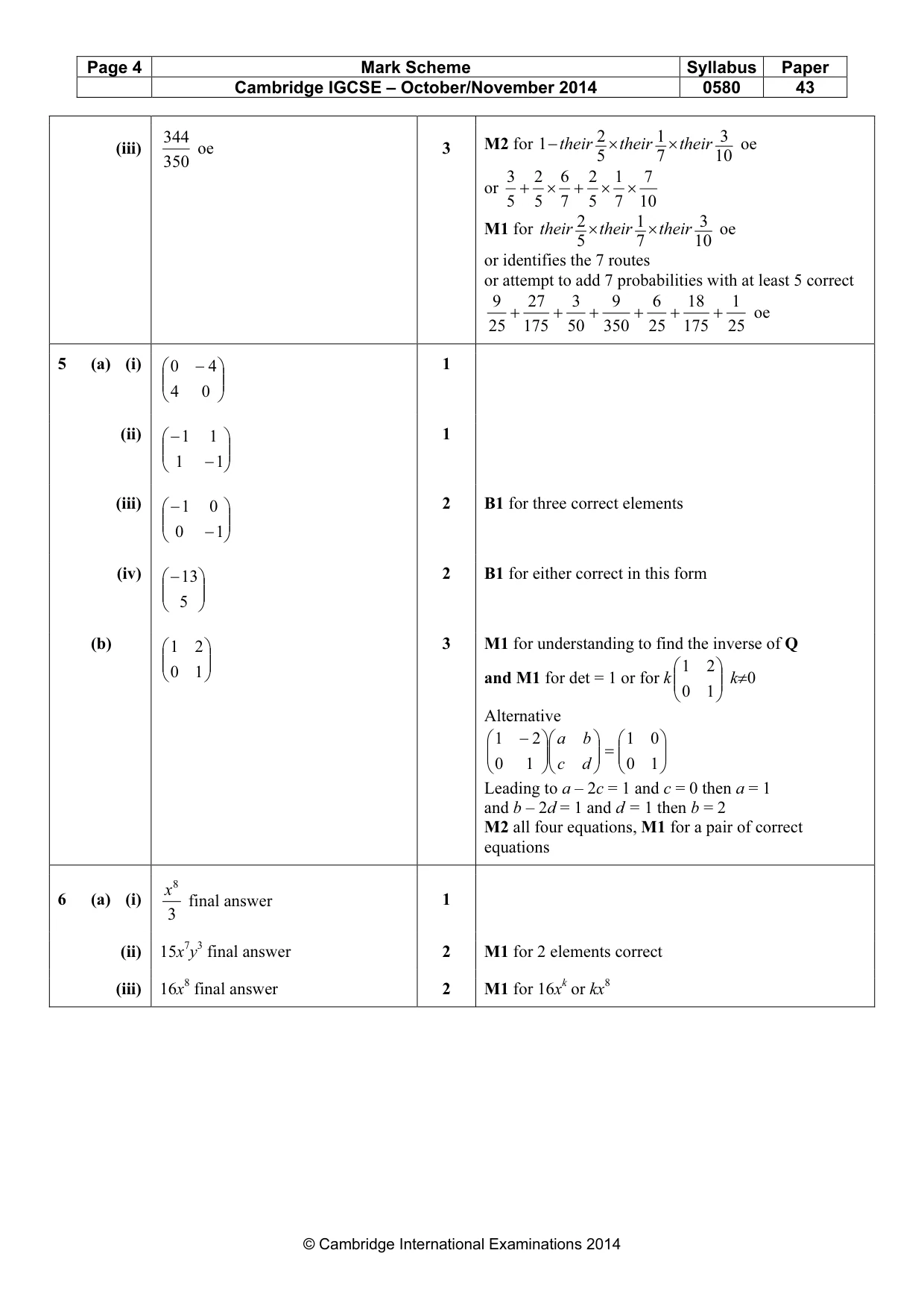 Mark scheme, page 4 of 7