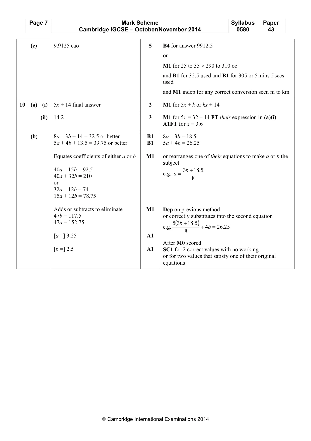 Mark scheme, page 7 of 7