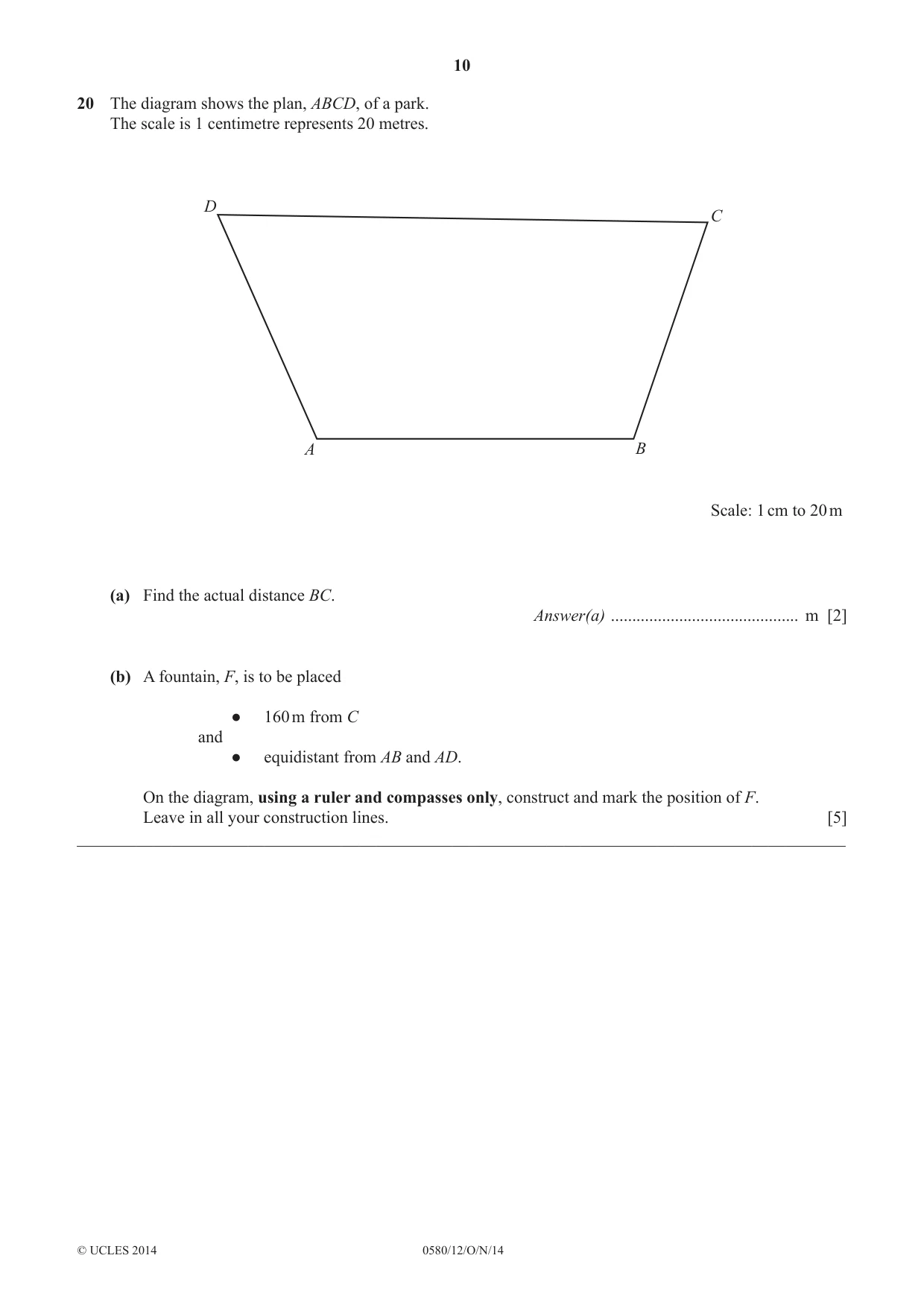 Cambridge IGCSE Mathematics 0580 2014 Oct/Nov Paper 1 · Variant 2 question paper, page 10 of 12